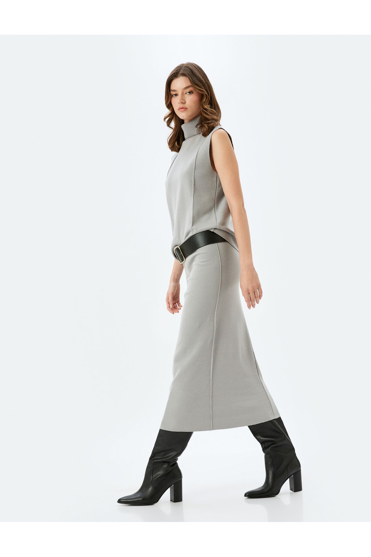 Koton Yeni Sezon Standart Bel Slim Fit Fitilli Uzun Kalem Etek