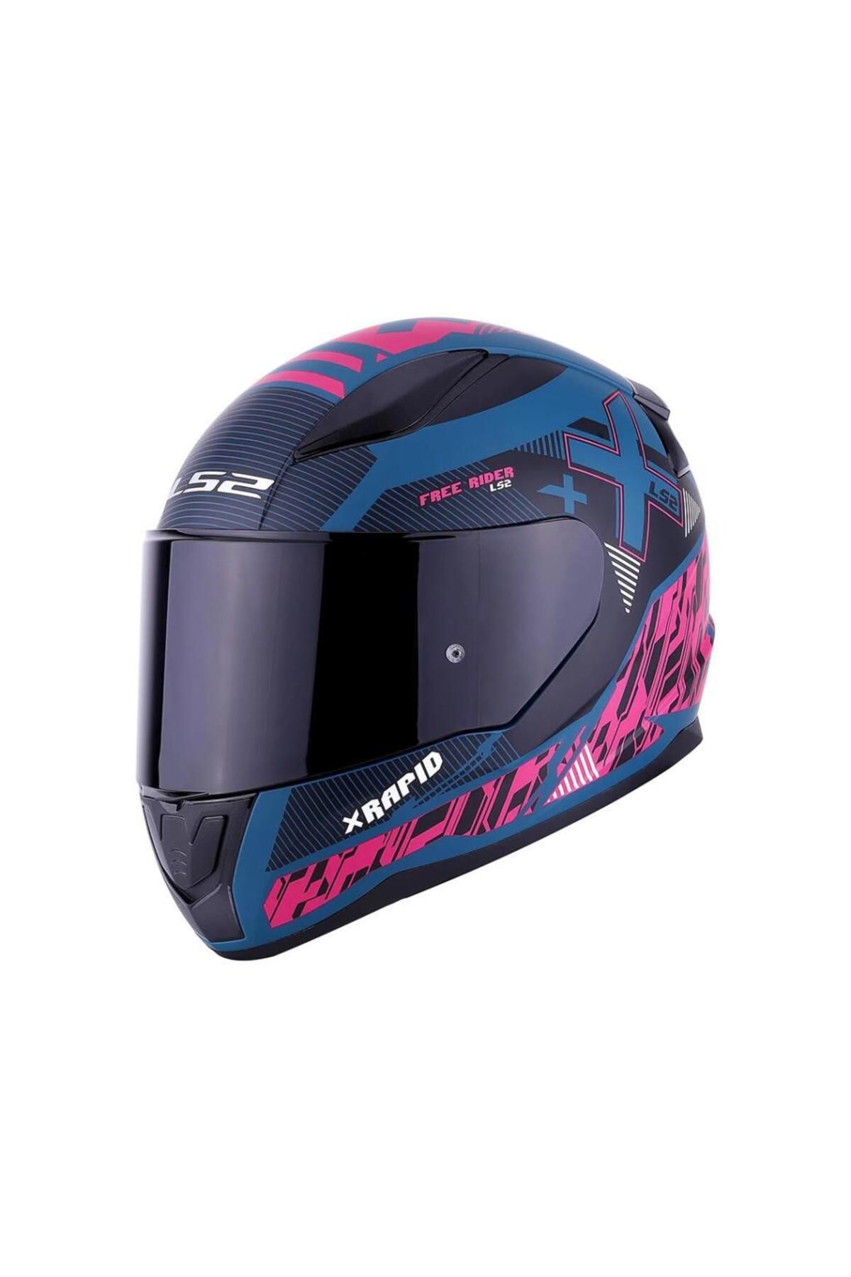 LS2 Rapid 2 Xtreet Mat Mavi-mor Kask Siyah Vizörlü