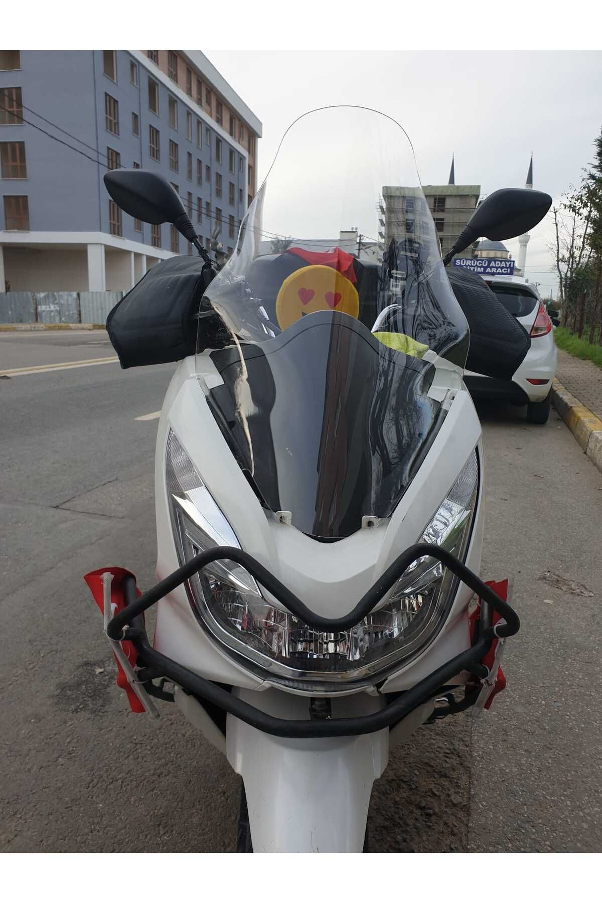 Honda Pcx Siperlik Ön Cam 2014 2017 Model 65cm Şeffaf Renkli 4mm ORTA BOYLU CAM