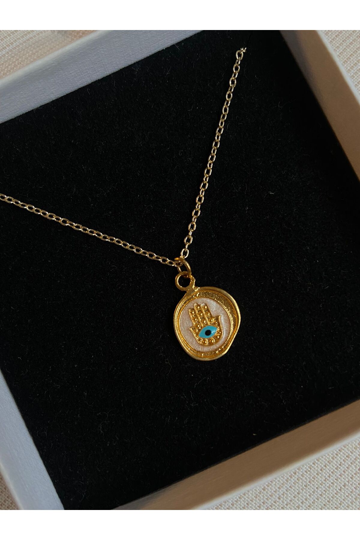 Hamsa Gold Charm Kolye