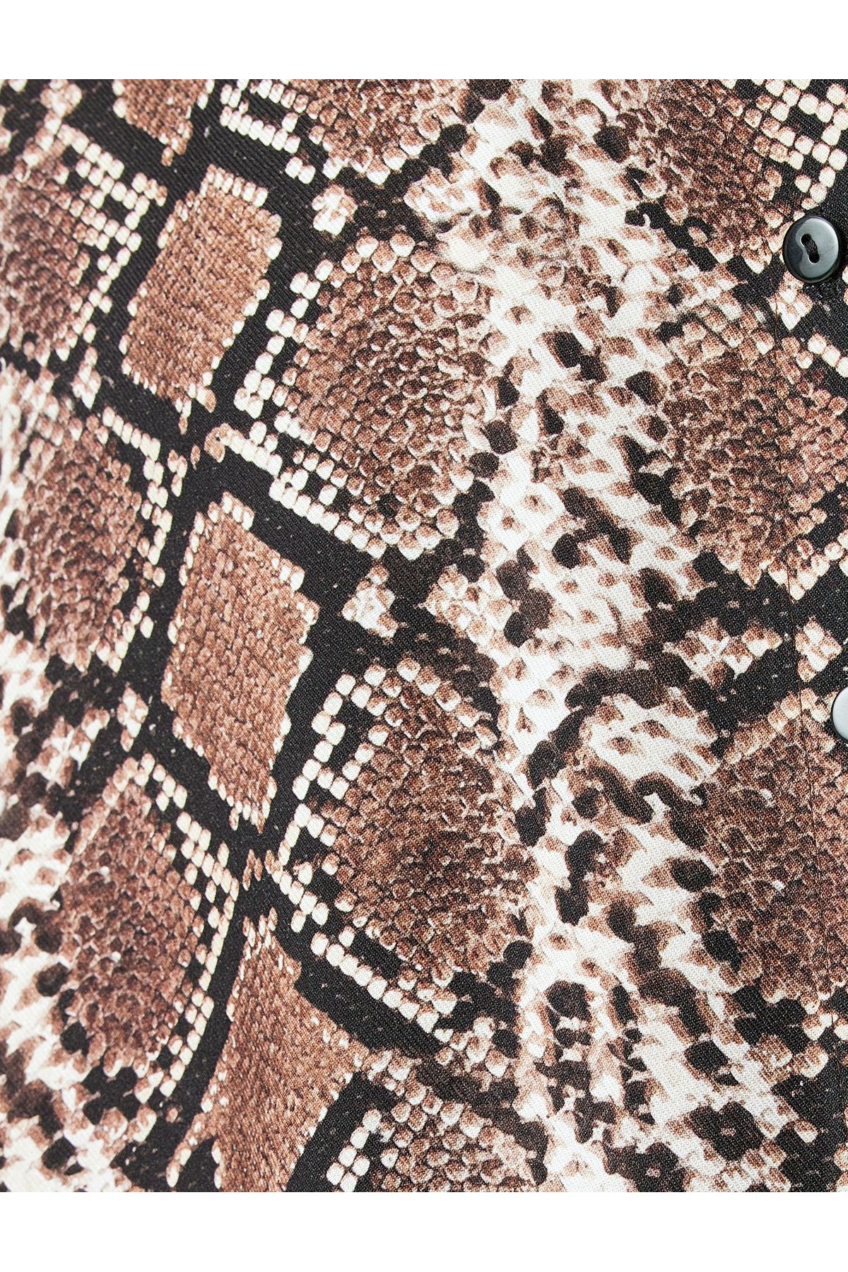 Koton-New Season Snakeskin Print Long Sleeve Viscose Shirt 6