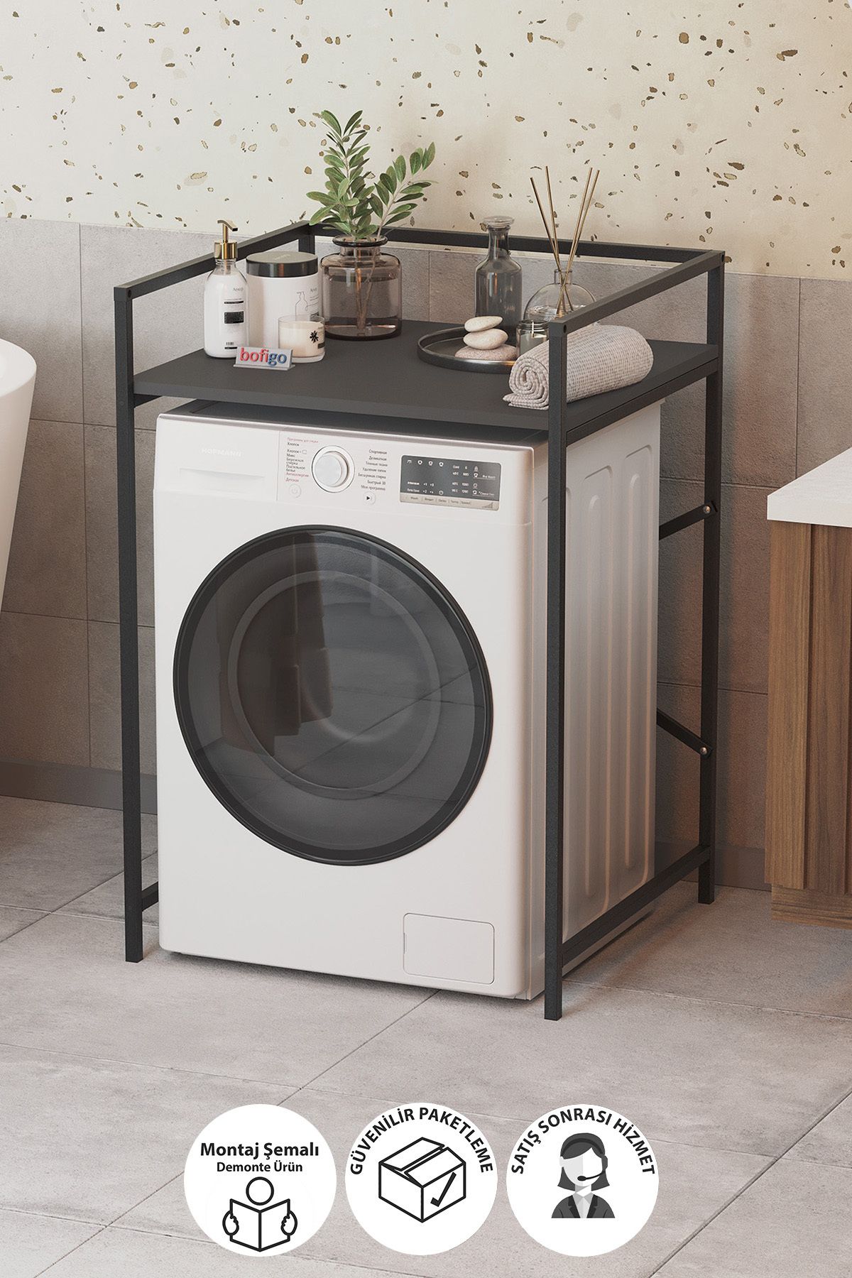 Metal Çamaşır Makinesi Standı Çamaşır Makinesi Dolabı Banyo Rafı Antrasit