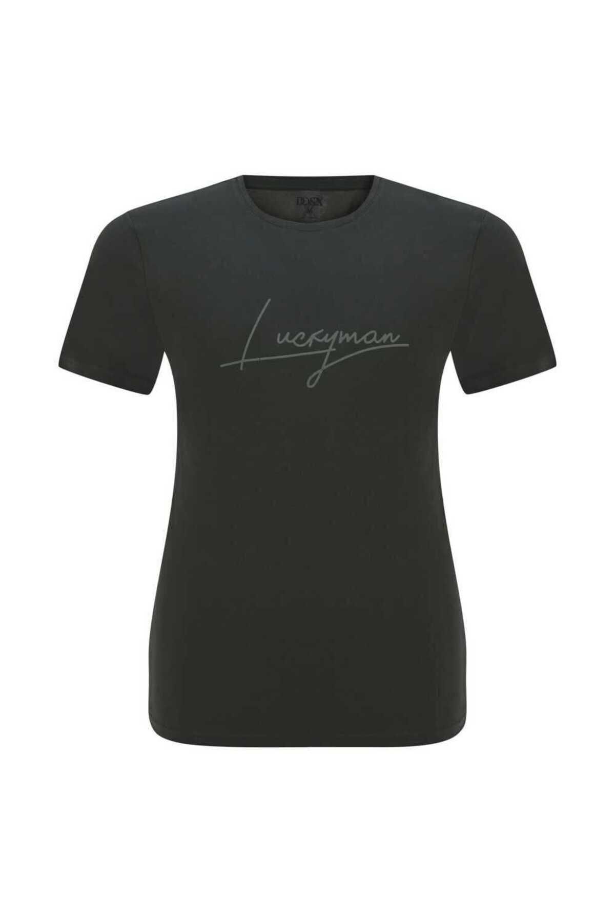 DOSXX-Men's Luckyman Printed Classic Fit 0 Collar T-Shirt 1