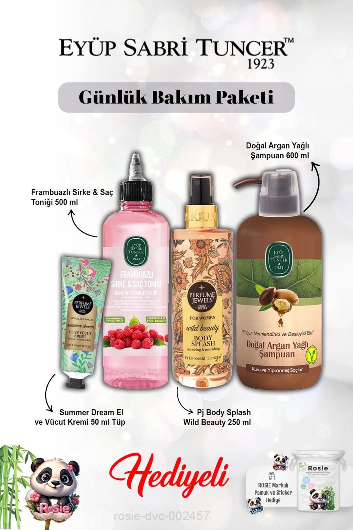 Eyüp Sabri Tuncer Krem Summer Dream,Vücut Spreyi Wild Beauty, Şampuan Argan, Frambuaz Tonik ve Rosie