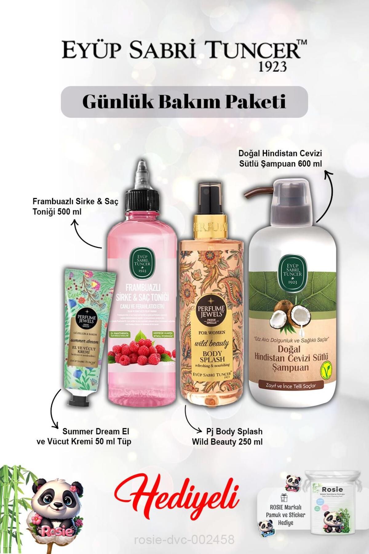 Eyüp Sabri Tuncer Tonik Frambuaz, Krem Summer Dream,Vücut Spreyi Wild Beauty, Şampuan Hindistan Cevizi ve Rosie