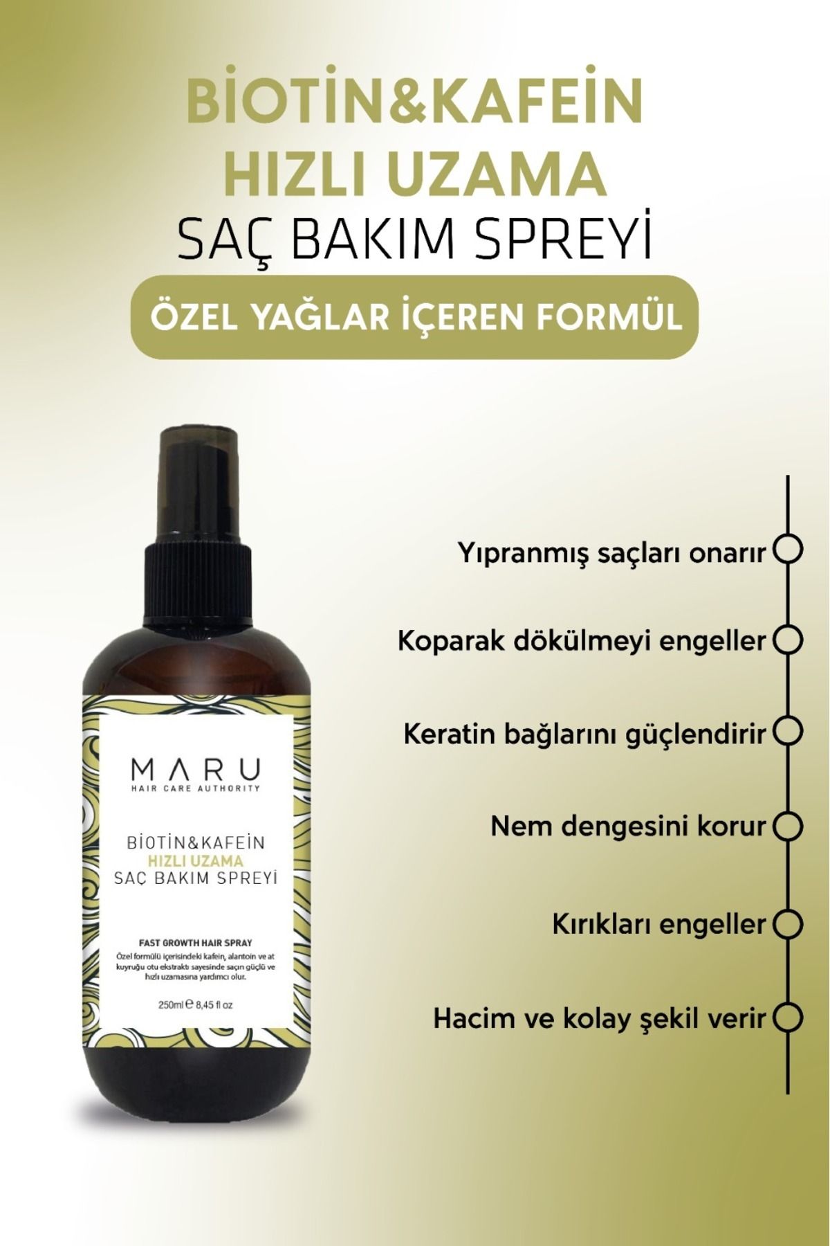 MARU Hızlı Uzama Saç Spreyi 250 ml 8684382736652