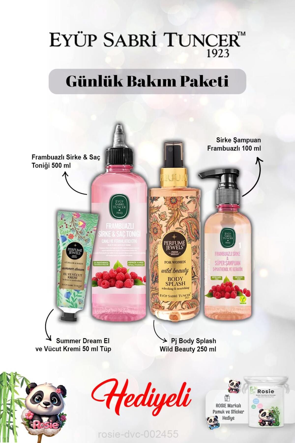 Eyüp Sabri Tuncer Frambuazlı Şampuan Ve Tonik, Vücut Spreyi Wild Beauty, Summer Dream Krem Ve Rosie Pamuğu Hediye