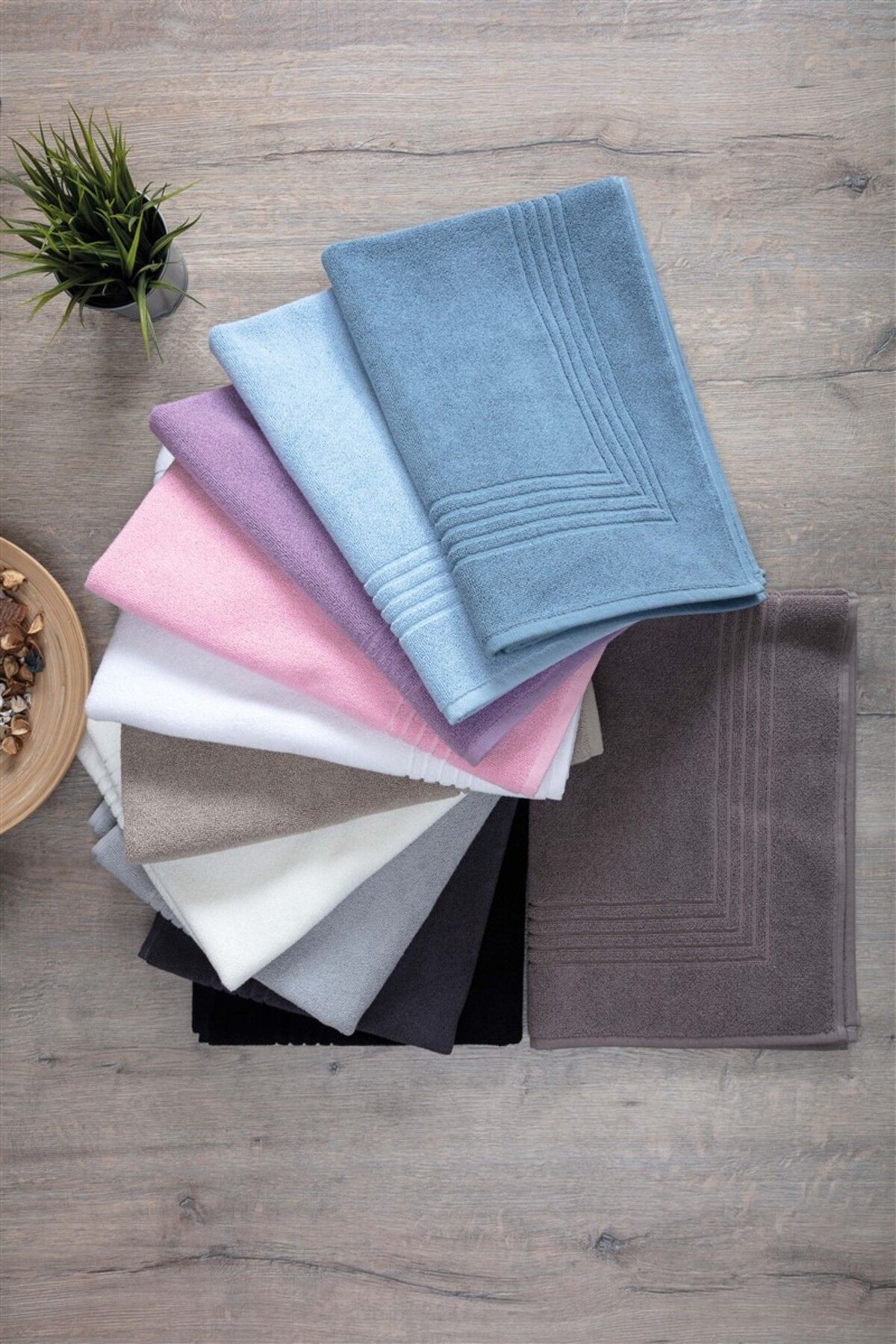 Sevim-Blue Soft Towel Set of 2 - 60x80cm, High Absorbent 100% Cotton, Striped Model 2