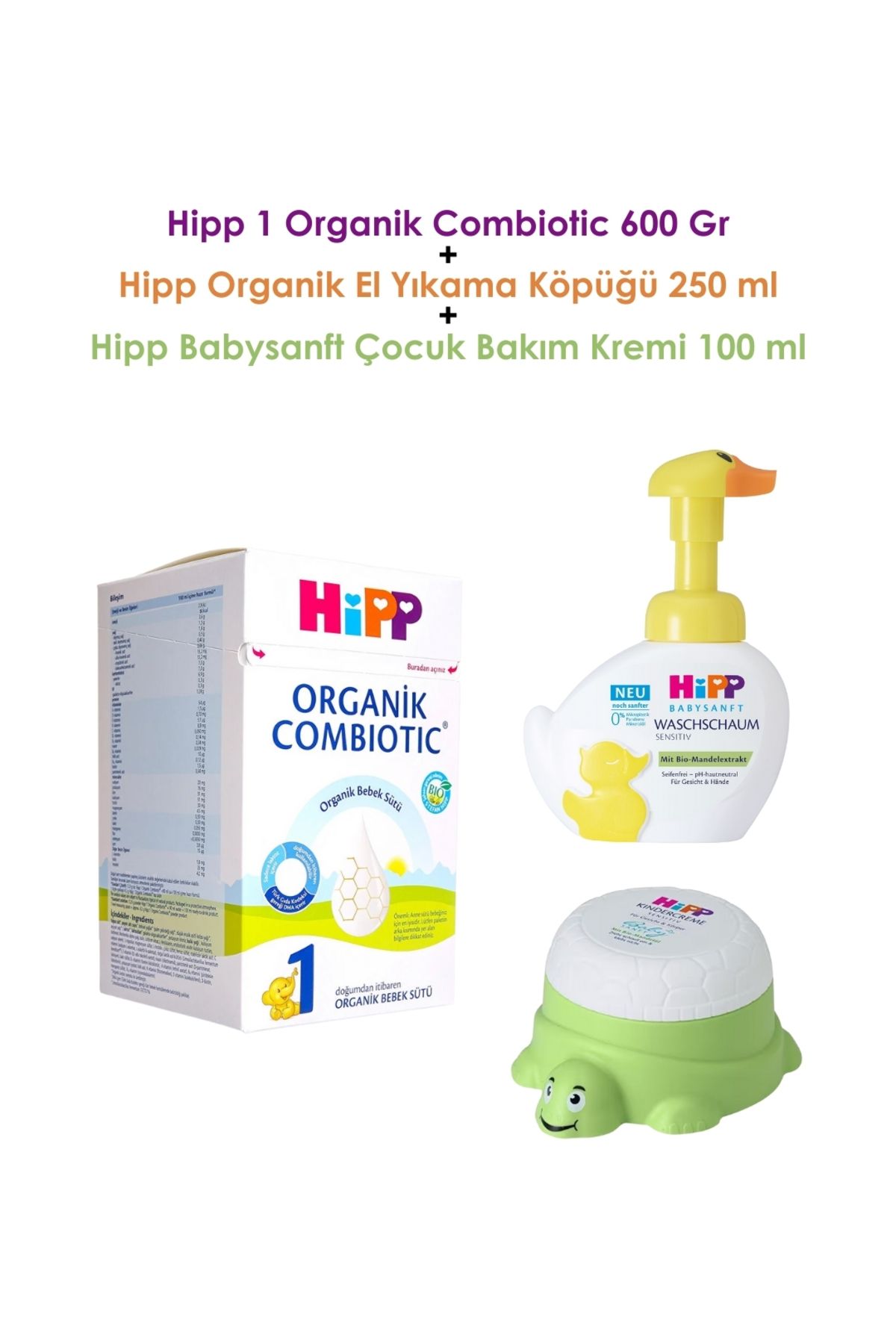 Hipp 1 Organik Combiotic 600 Gr (Hipp El Yıkama Köpüğü 250 ml + Çocuk Bakım Kremi 100 ml)