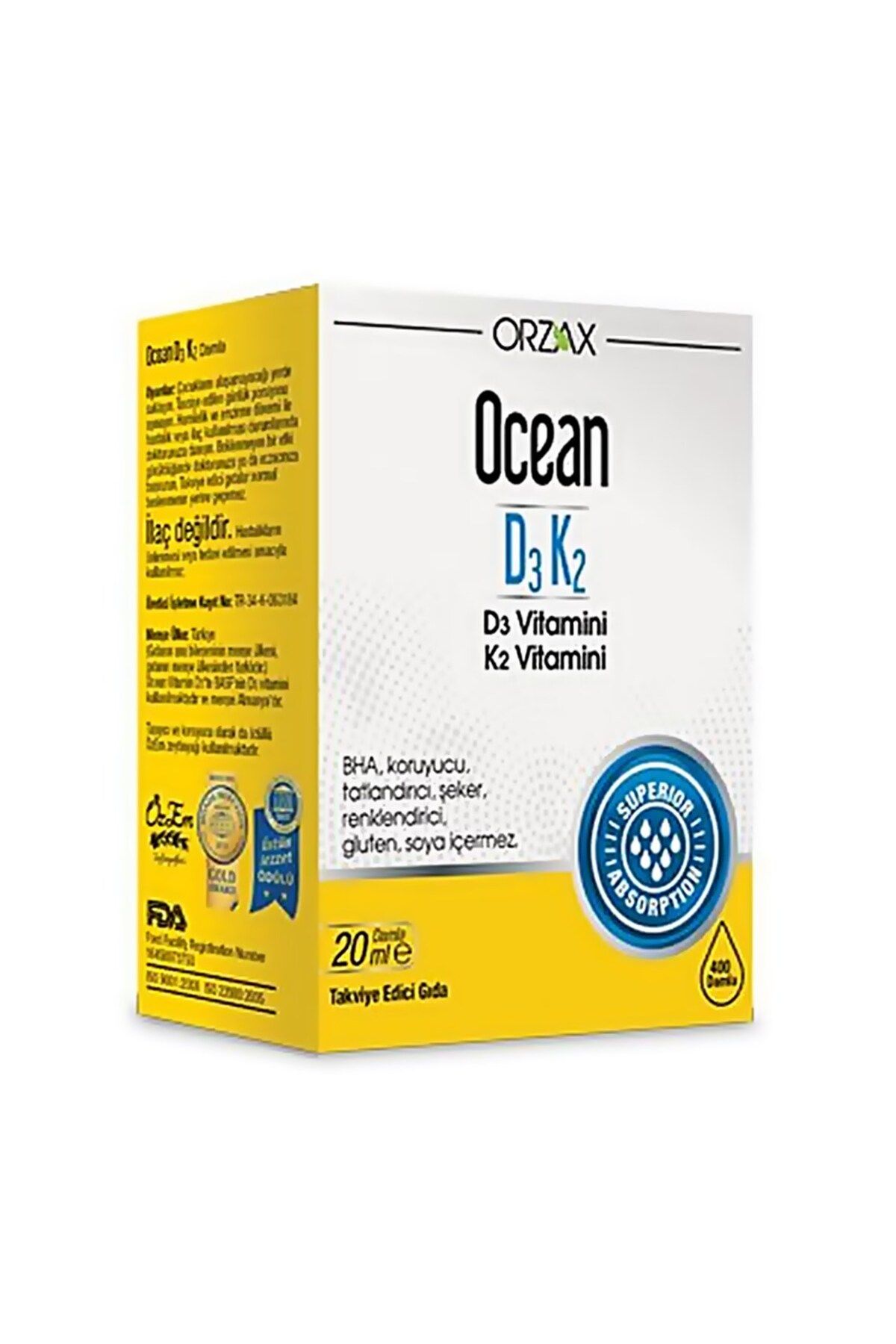 Orzax Ocean D3K2 Vitamin Damla 20 ml