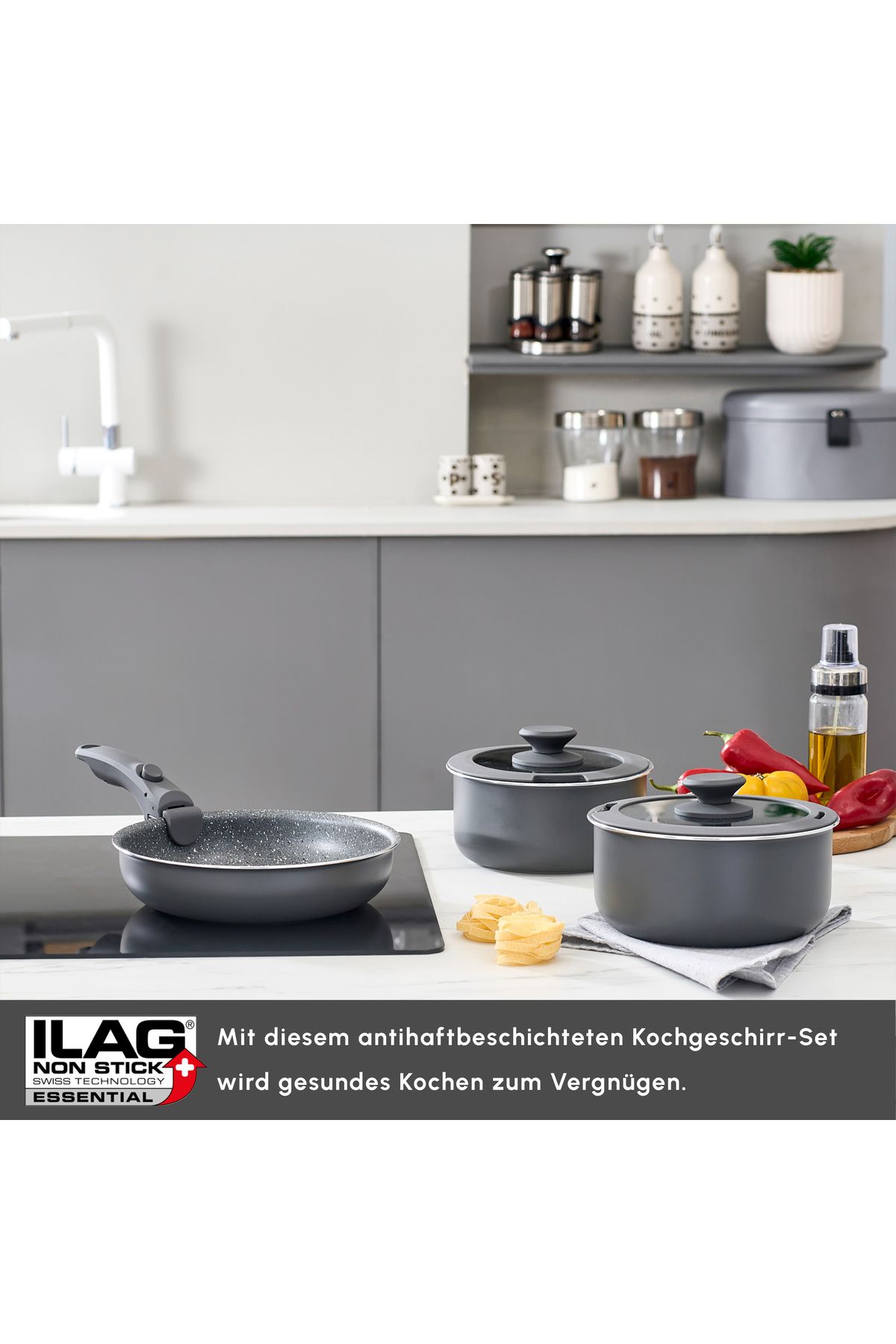Karaca-Comfort 6-teiliges Kochgeschirr-Set mit abnehmbaren Griffen 3