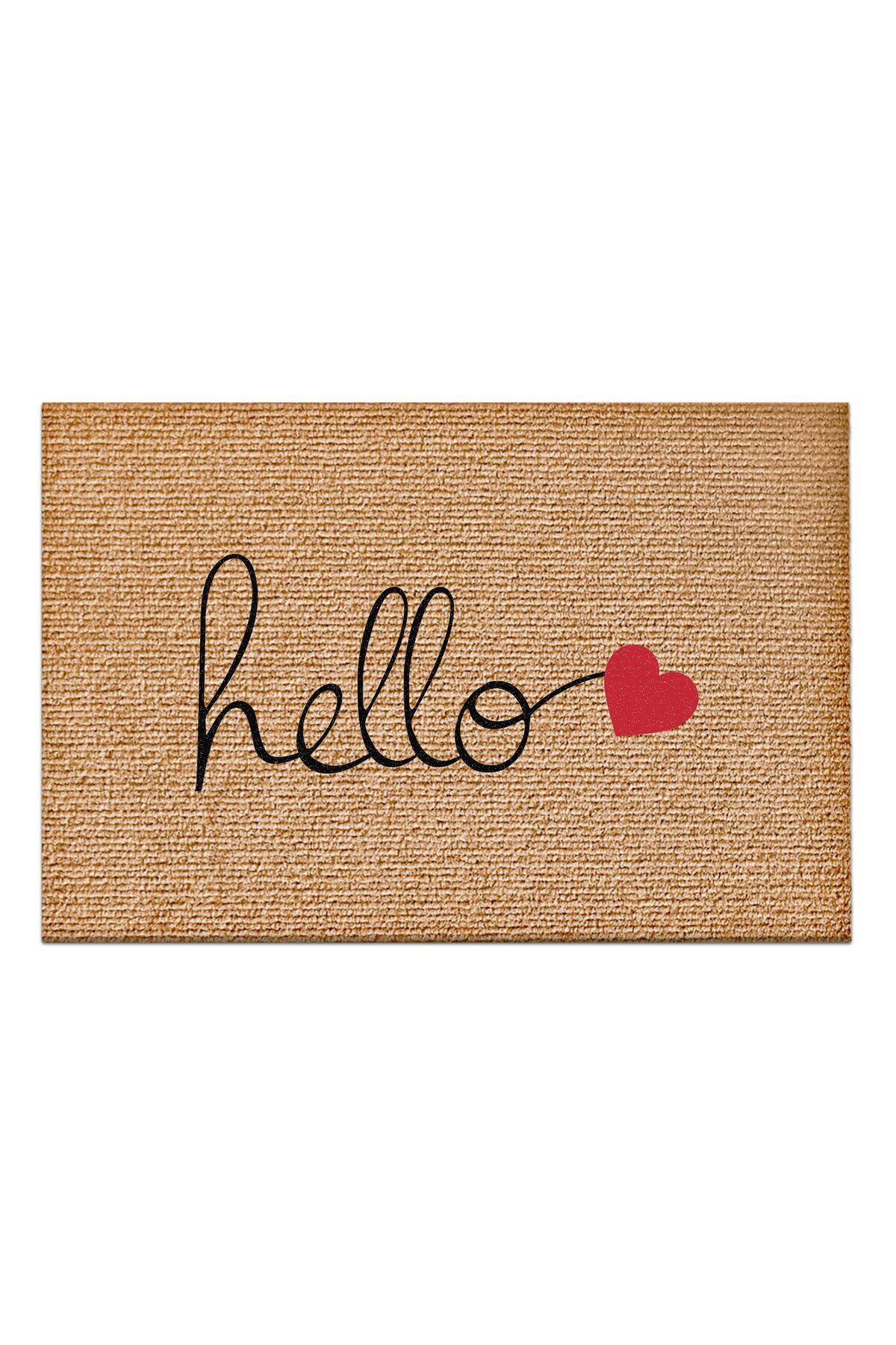 Decovetro-Colorful Hello Patterned Door Front Carpet Mat - 40 X 60 cm 2