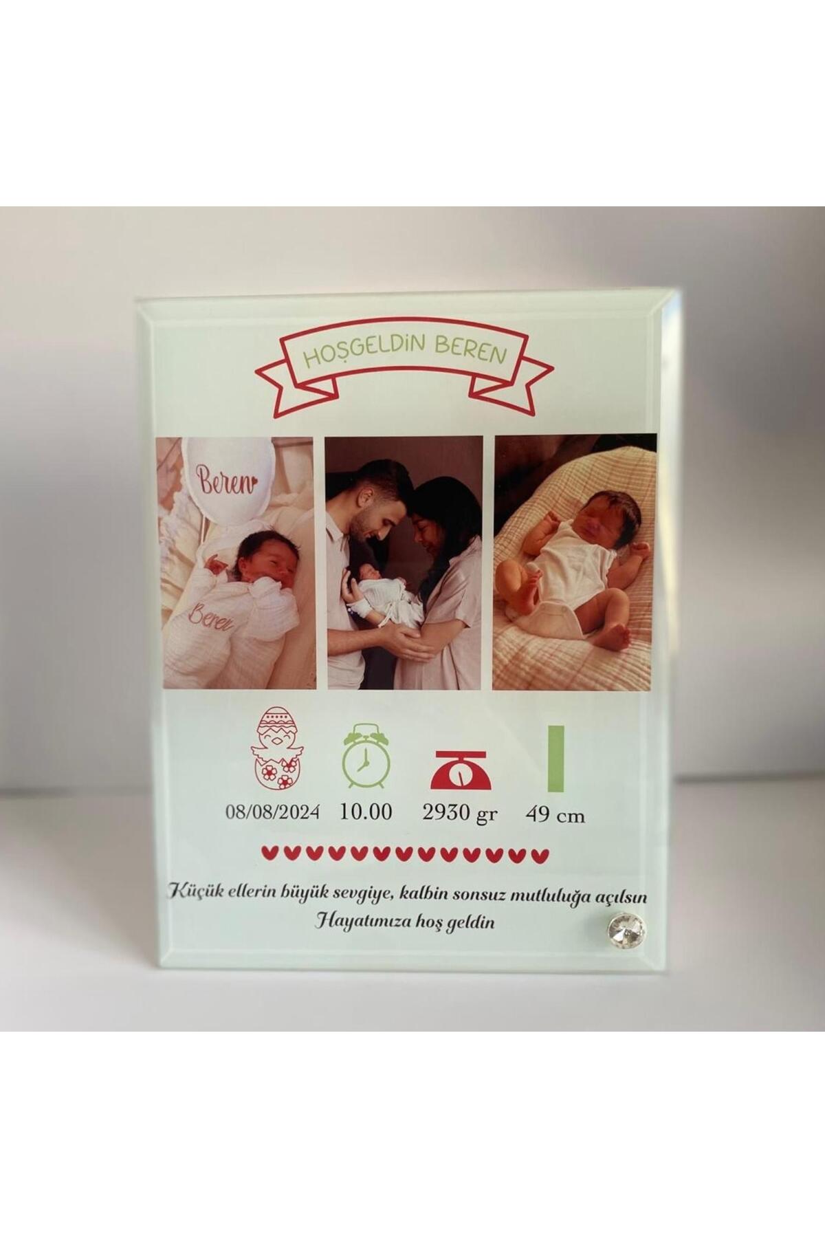 Dearens 3 Fotoğraf Ve Mesajlı Bebek Doğum Pano Cam Çerçeve fotoğrafı 2 (önizleme)