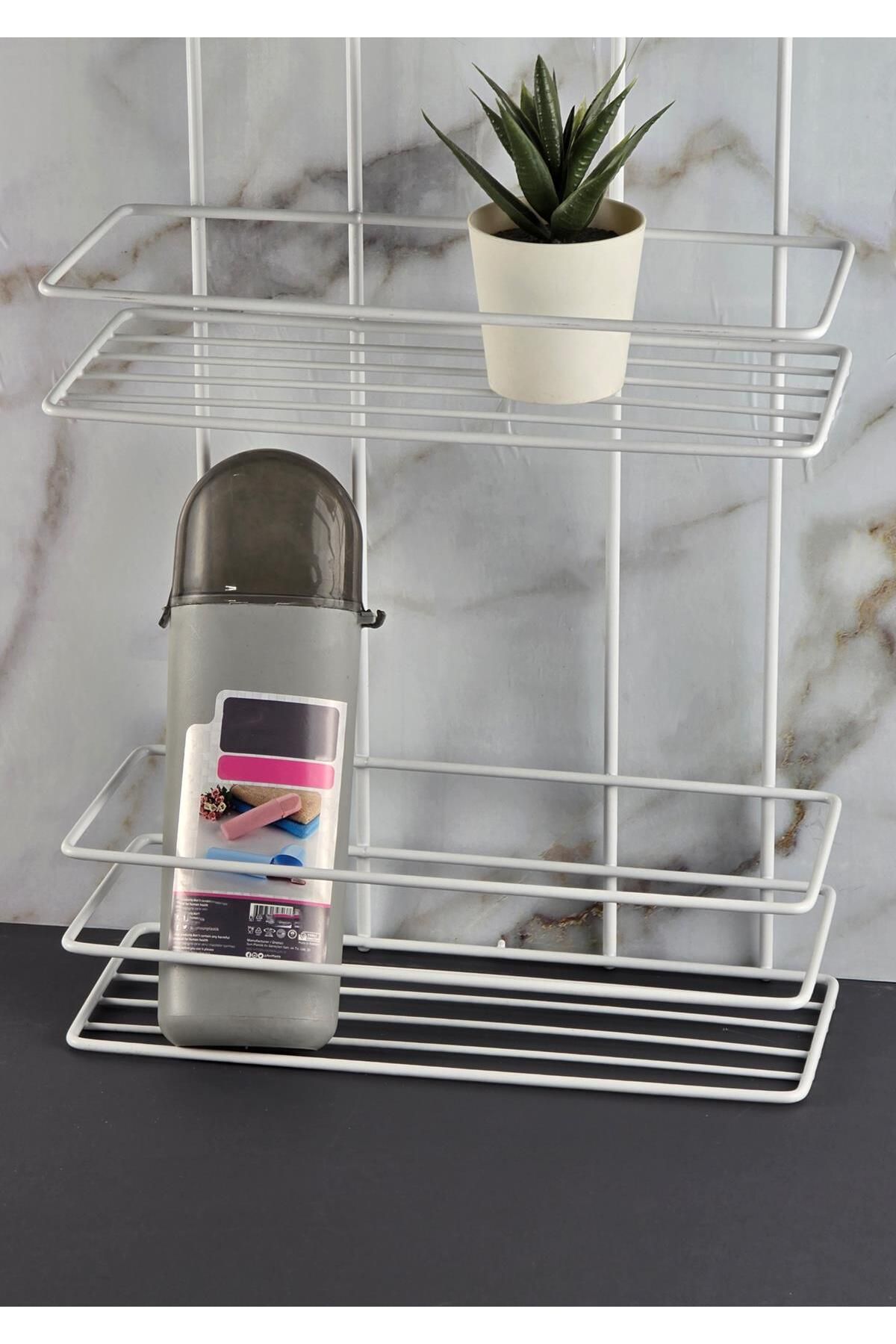 HomeTarz-3-Tier Bathroom Shelf - Thermo Plastic Finish Metal Shampoo Holder - Three Shelves 3