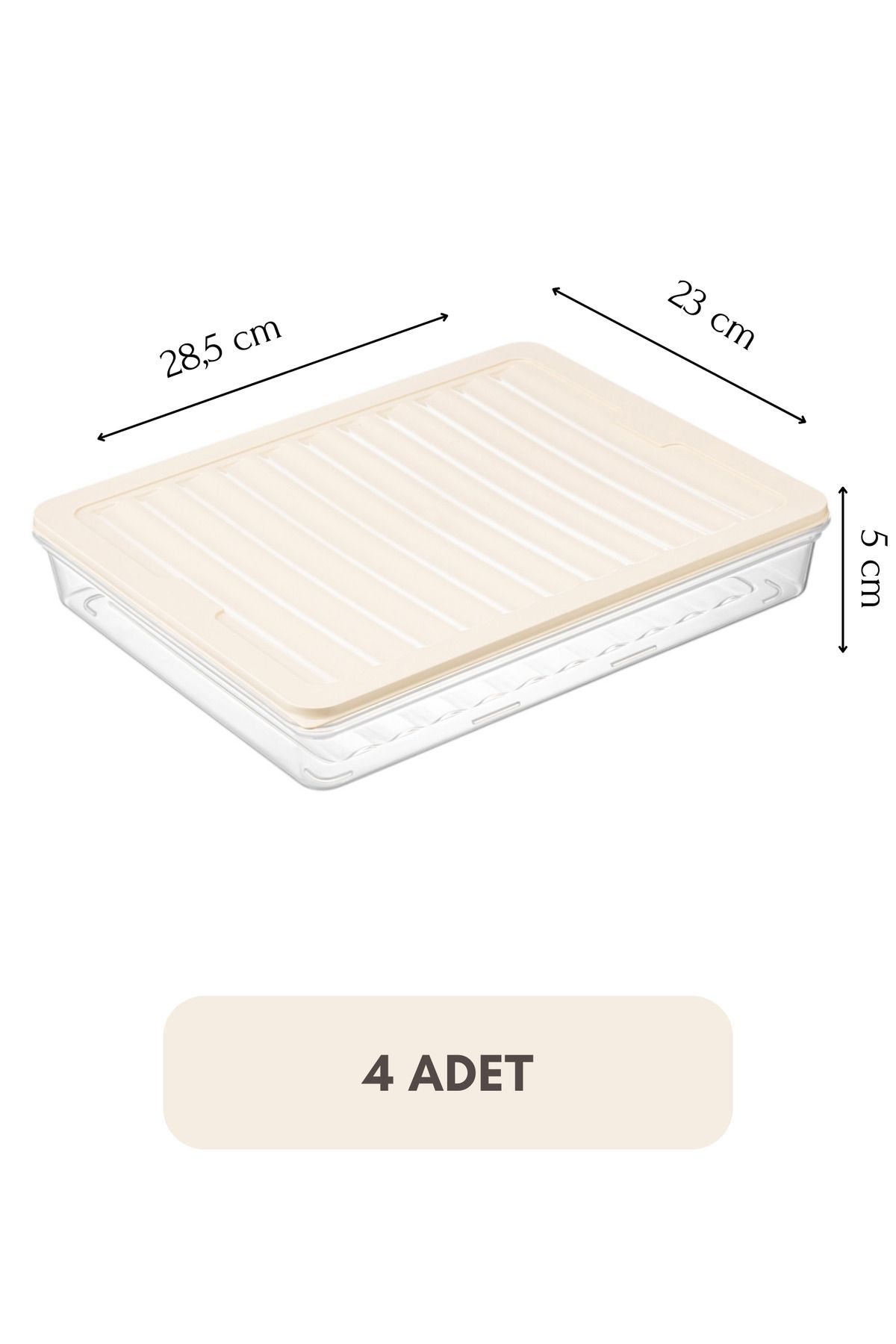 Flash Bazaar-4-Piece Refrigerator Organizer - Microwave and Freeze Storage Container, Cream Lid, 4X2400Ml 3