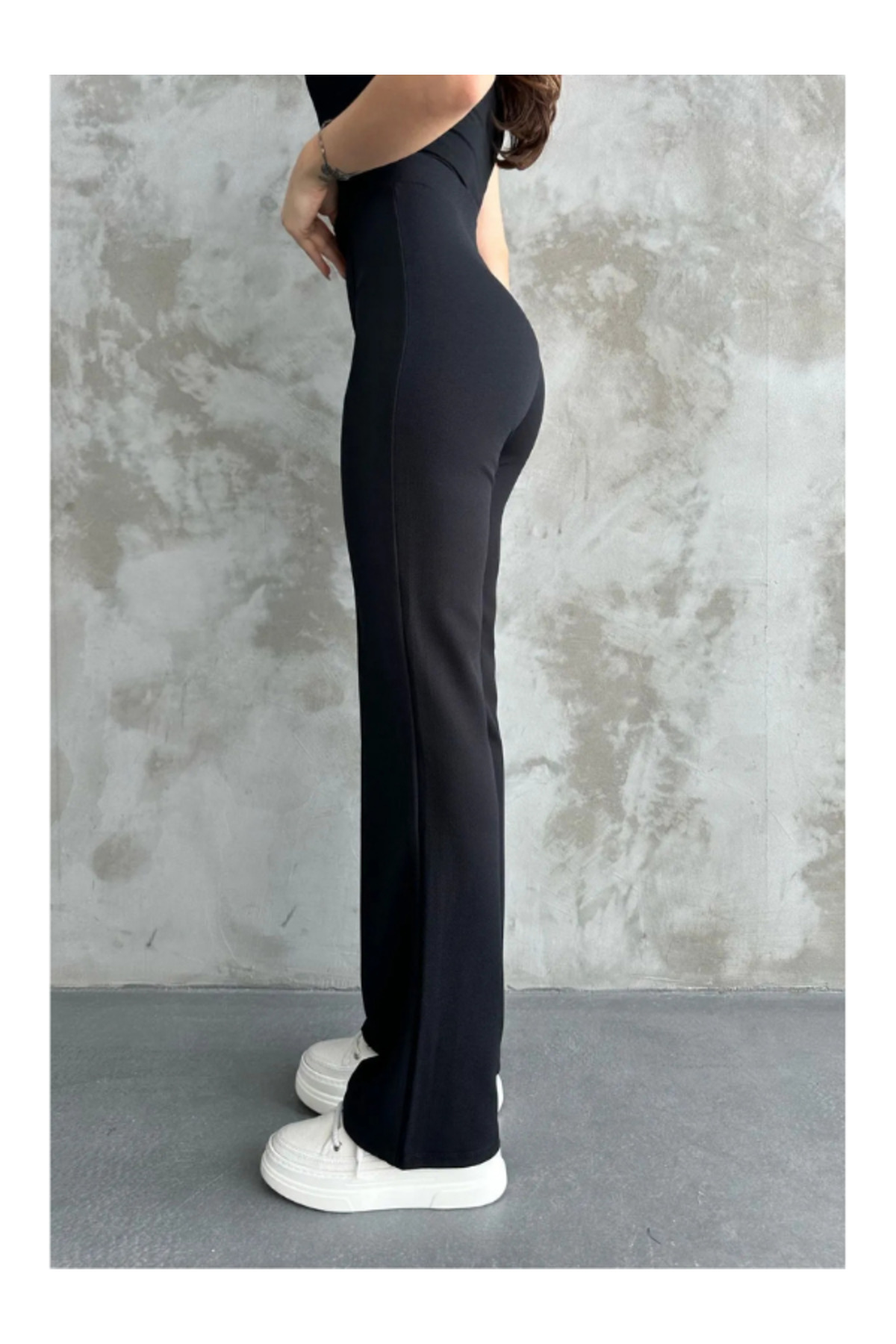 BERNEO  Kadın Ultra Yüksek Bel Krep Kumaş Toparlayıcı Likralı Palazzo Alt - Görsel 4