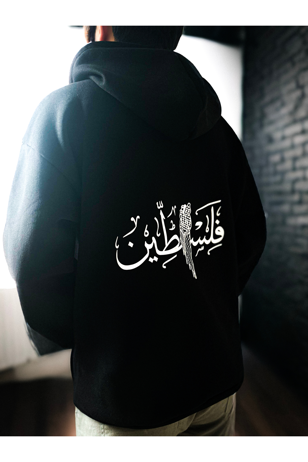 TerraTeks Oversize Unisex Filistin Arapça Puşi Harita Hoodie Sweatshirt görsel 2