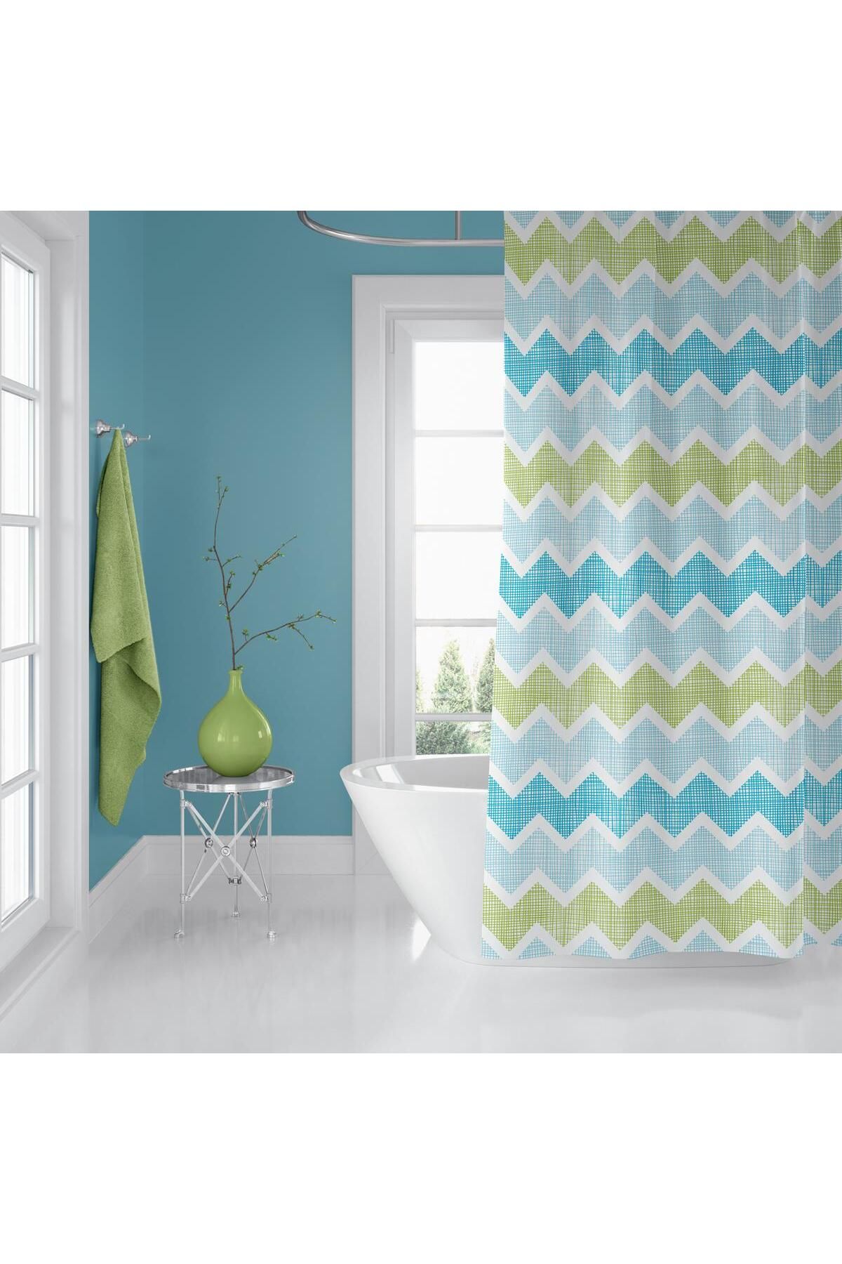Zethome Banyo Perdesi 2x120x200 Çift Kanat Duş Perdesi Halka Hediyeli Duşakabin Perdesi 3588
