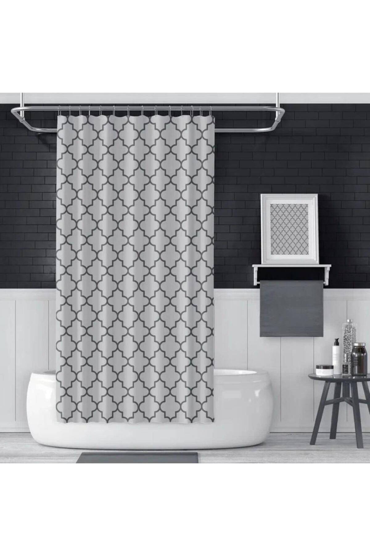 Zethome Banyo Perdesi 1x100x200 Tek Kanat Duş Perdesi Halka Hediyeli 2111