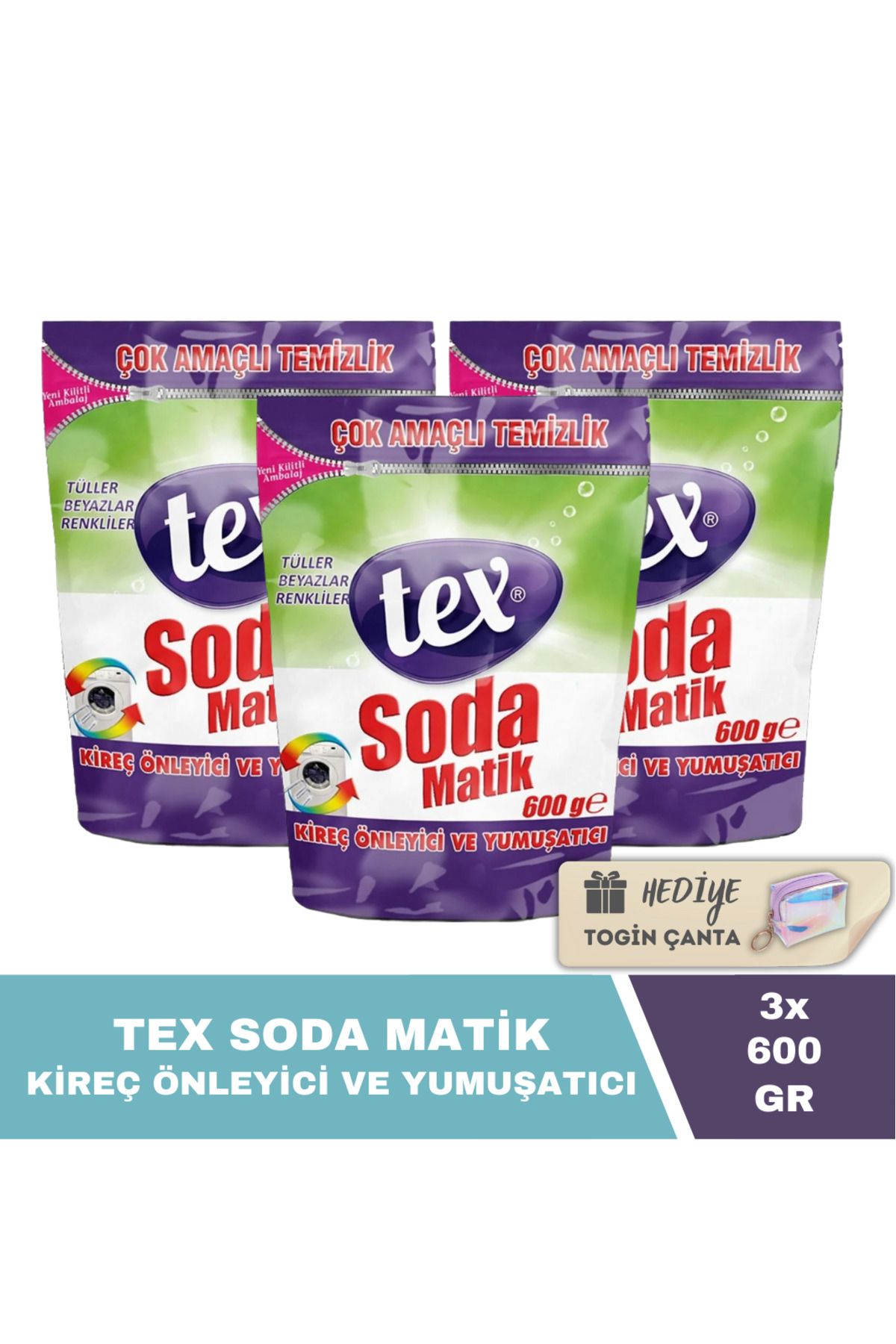 Tex Soda Matik 600 GR X3 Adet + Hediye Togin Çanta