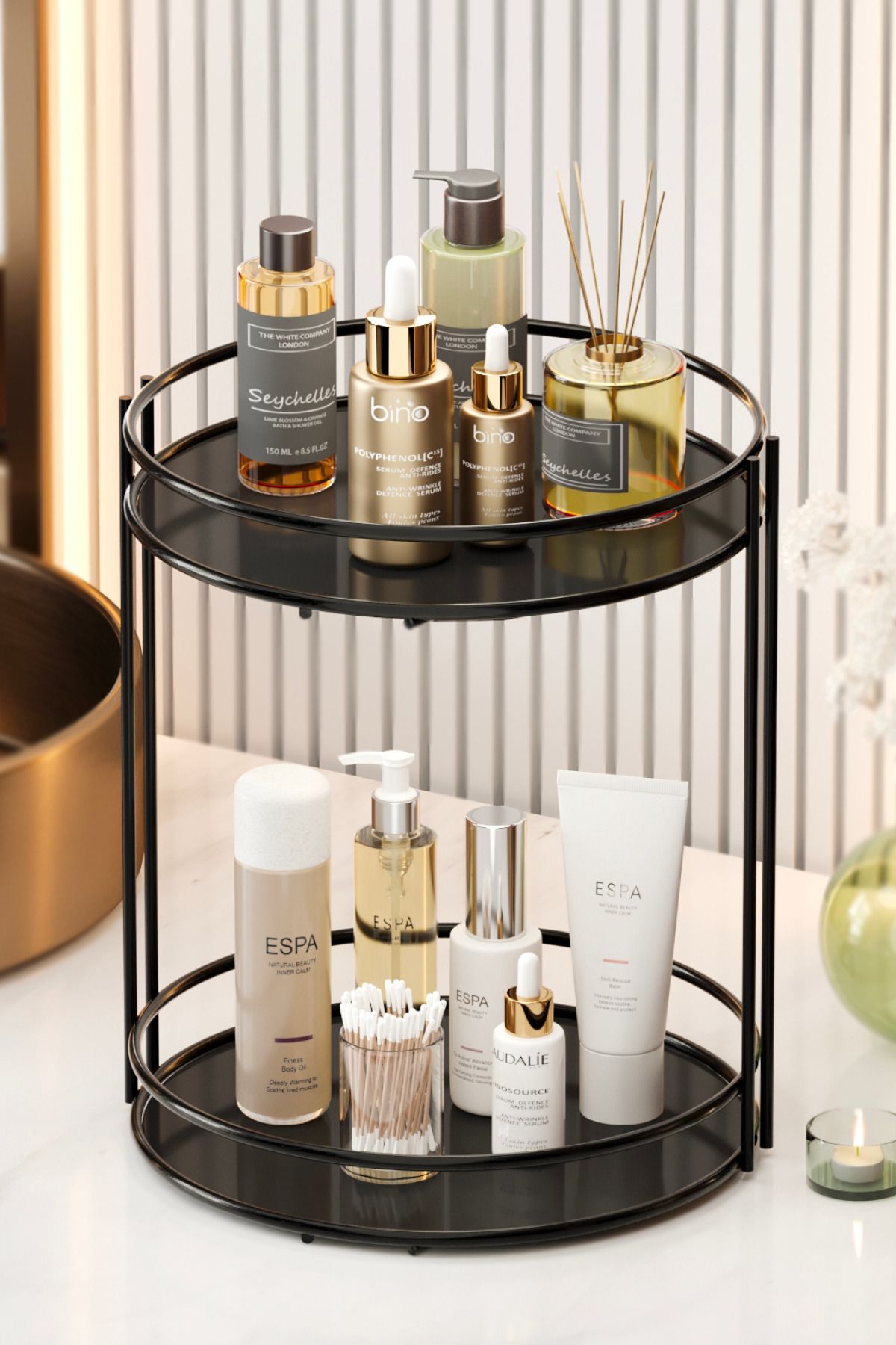 Mhm Collections Banyo Kozmetik Takı Düzenleyici Çok Amaçlı Organizer 2 Katlı Servis Sunum Tepsisi Ikramlık