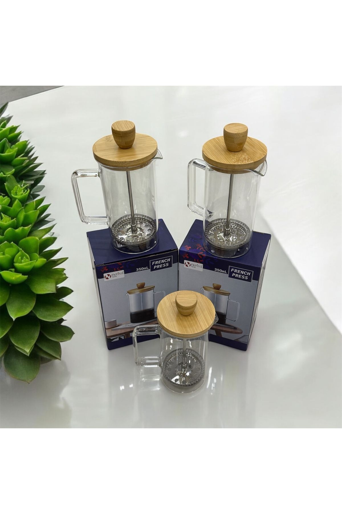 NERİVA HOME Neriva Home 350 ML Borosilikat Isıya Dayanıklı Cam French Press