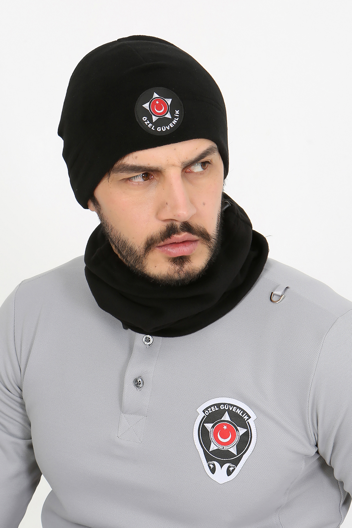 ModaCanel Özel Güvenlik Siyah Armalı Polar Bere ve Polar Boyunluk Takım (Bere-Boyunluk Takım) görsel 3