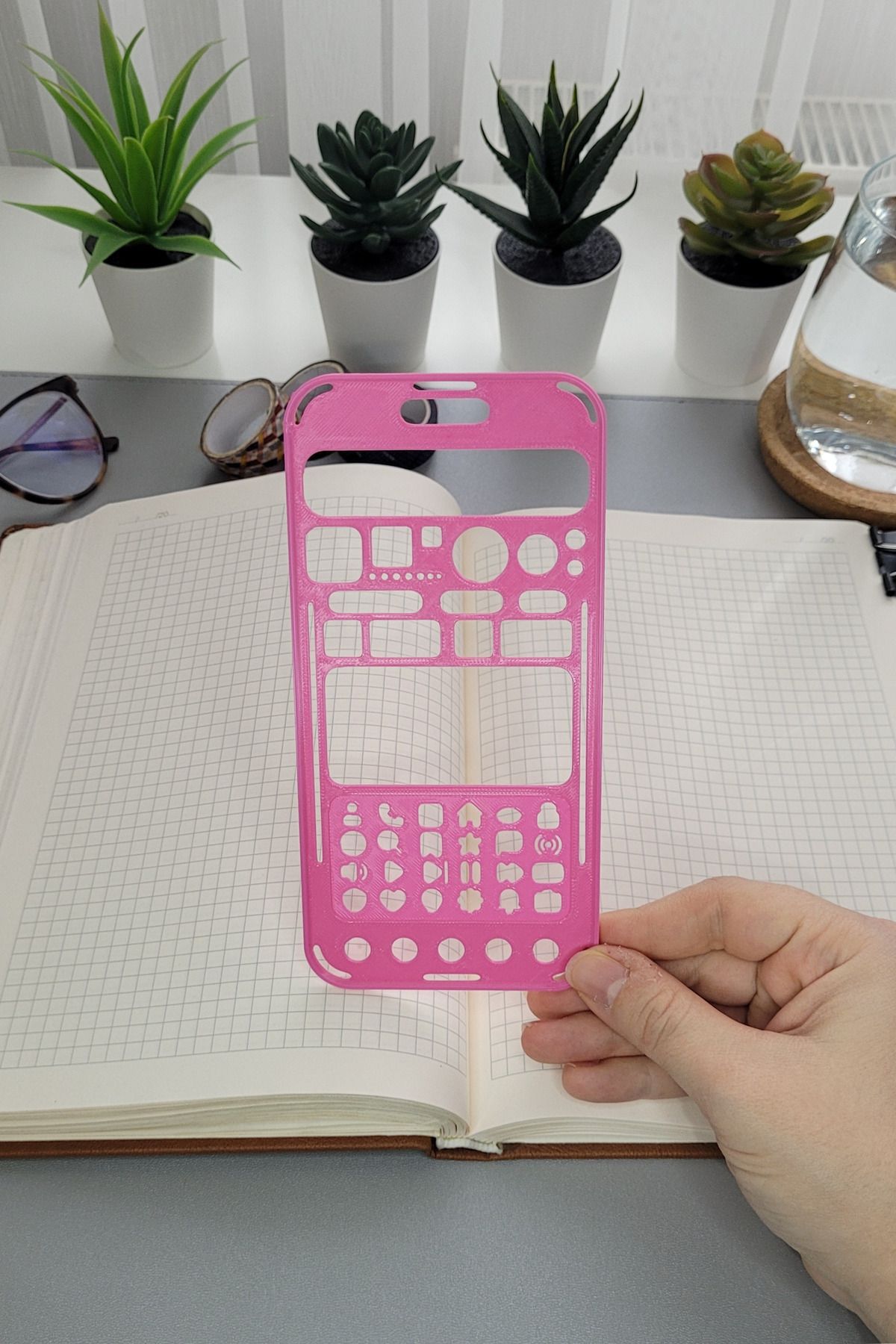 Karmelom Studio Telefon Şeklinde Bullet Journal Simgeler Şablon Cetvel