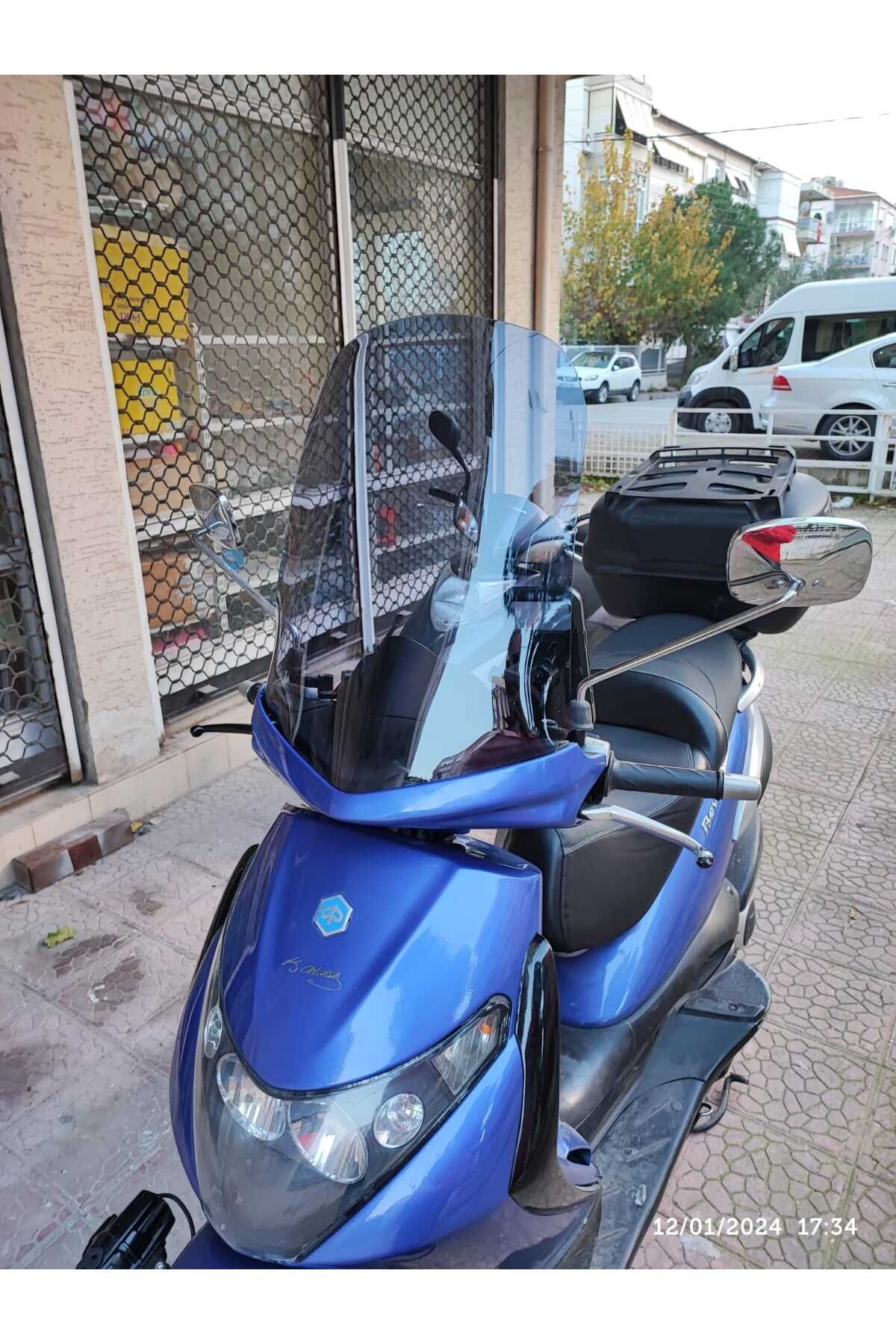 Piaggio Beverly 250 Siperlik Ön Cam 2005 2007 Model 44cm Füme Renkli 4mm