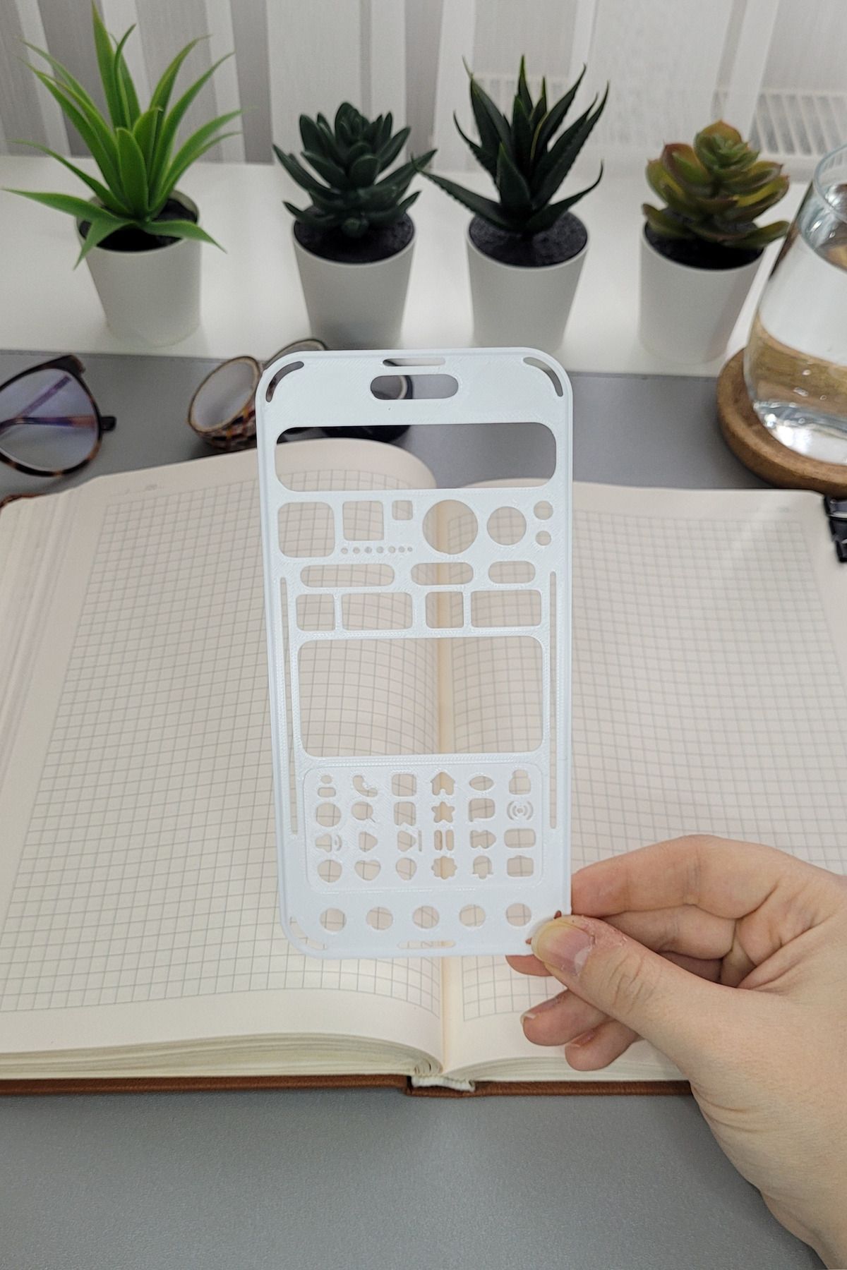 Karmelom Studio Telefon Şeklinde Bullet Journal Simgeler Şablon Cetvel