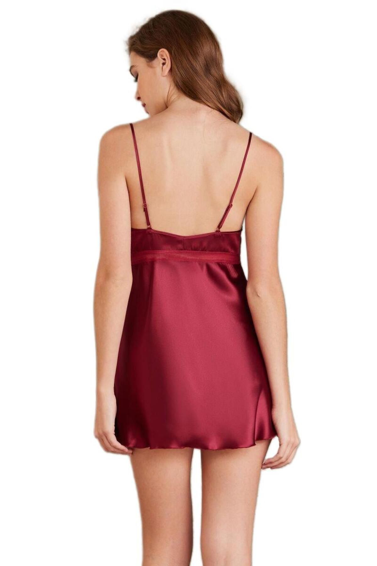 Pierre Cardin-Burgundy Satin Women's 4-Piece Set - 7025 6