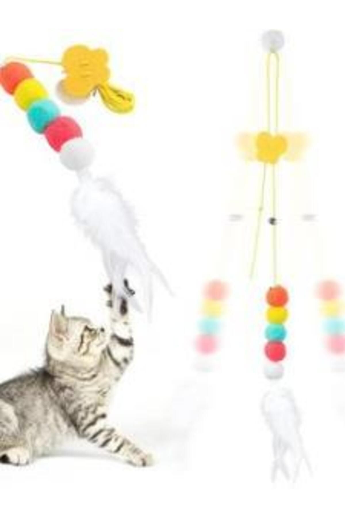 Peddy-Cat Toy Adhesive Fishing Rod Training Toy Self Adhesive Extending Colorful Cat Play Fishing Rod 7