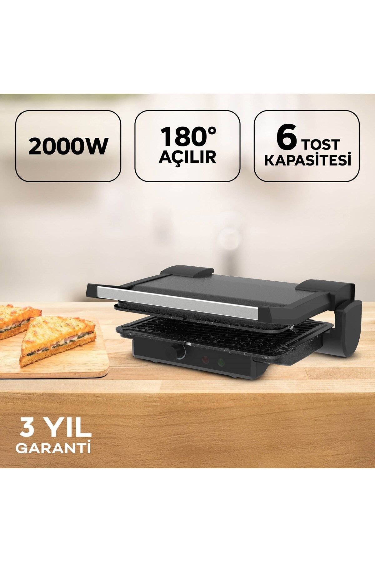 King KİNG ARTE PLUS K469 TOST MAKİNESİ-SIYAH