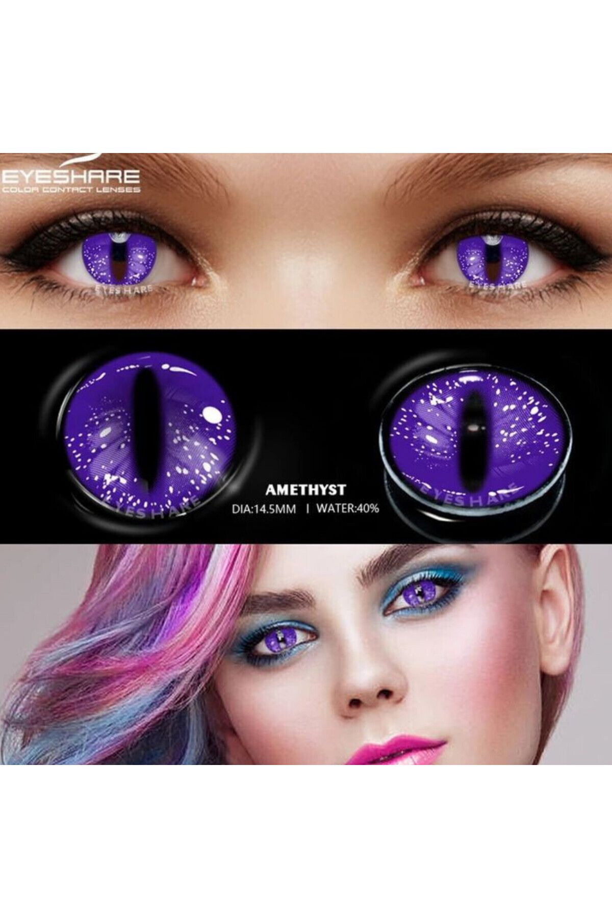 dermasuction Amethyst Cosplay 12 Ay Kullanım Süreli 1 Yıllık Göz Lensi