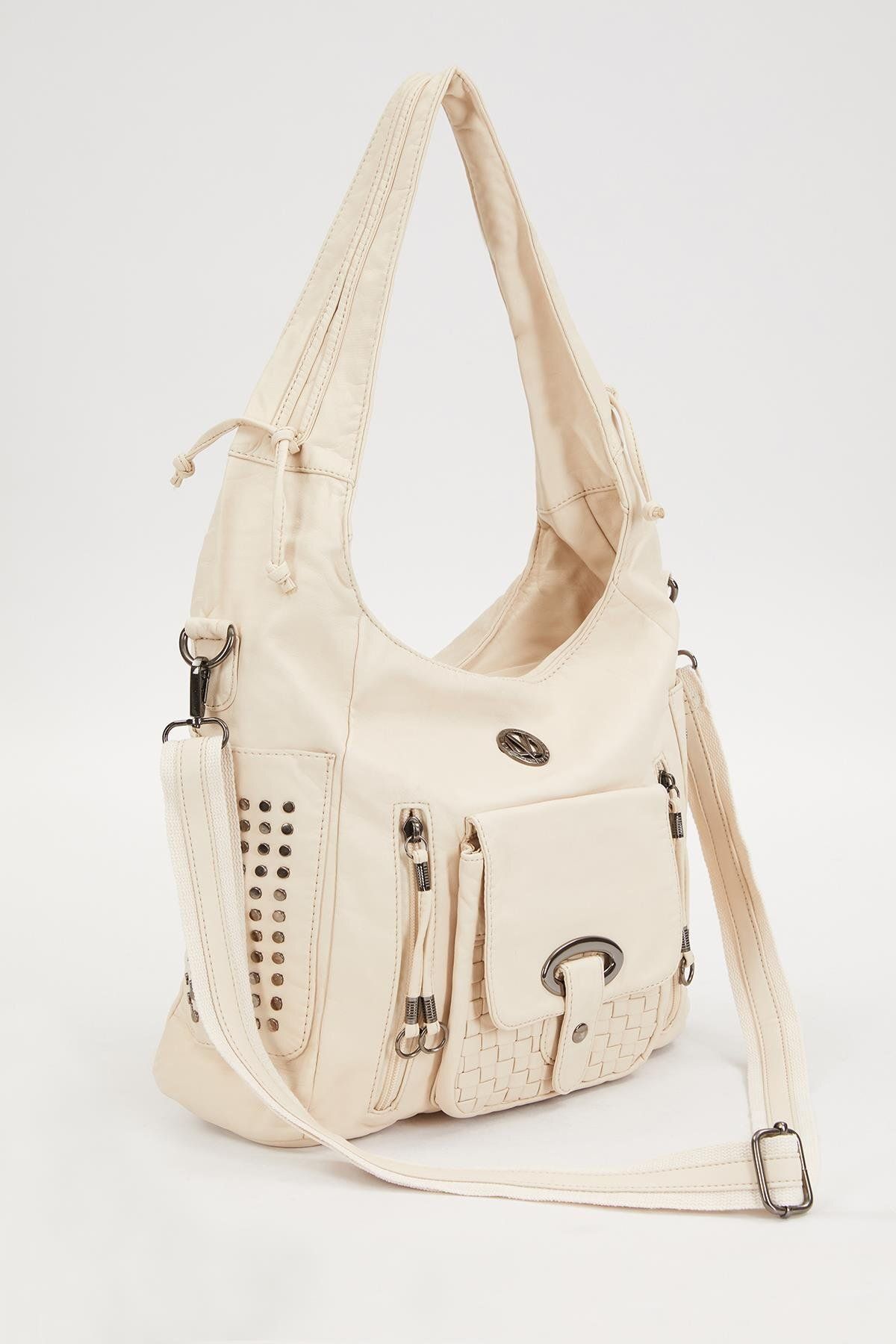 Levidor-White Side Studded Shoulder Bag 1