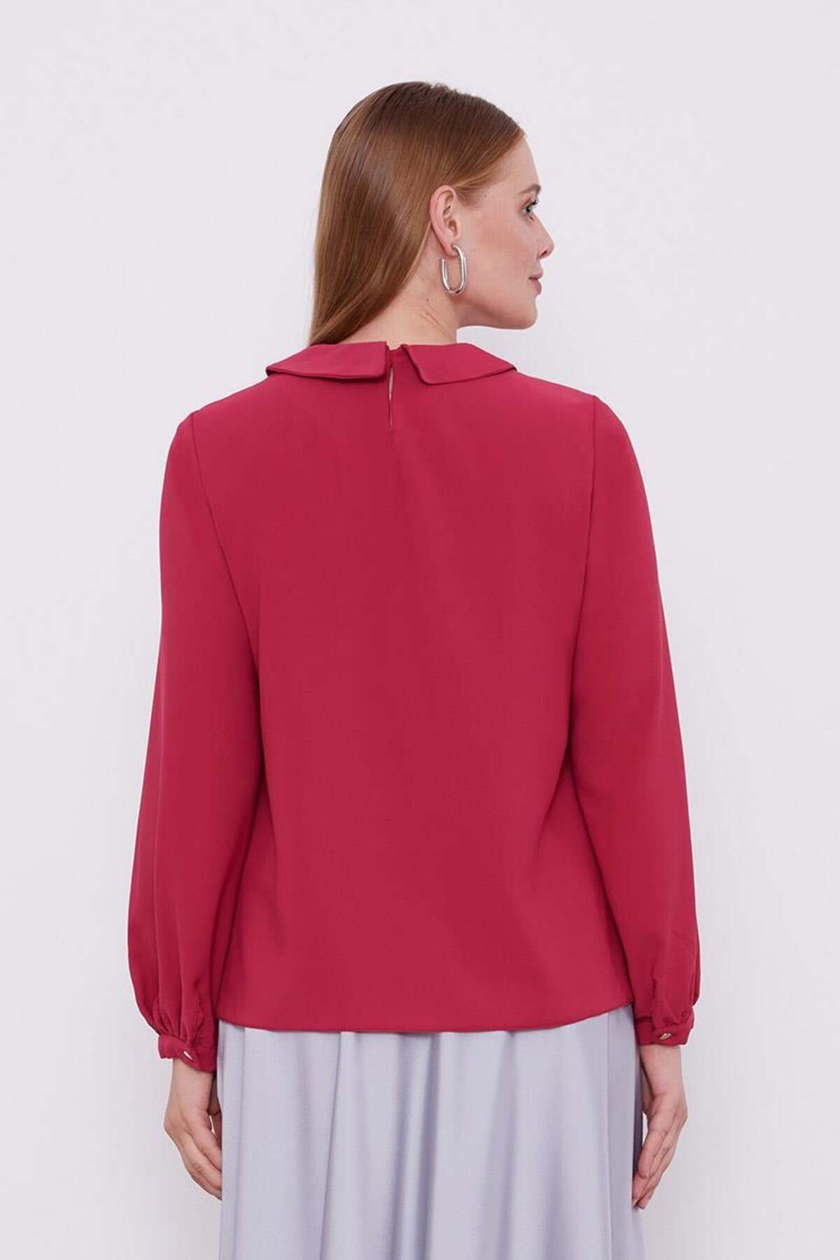 Levidor-Fuchsia Collar Embroidered Blouse 6