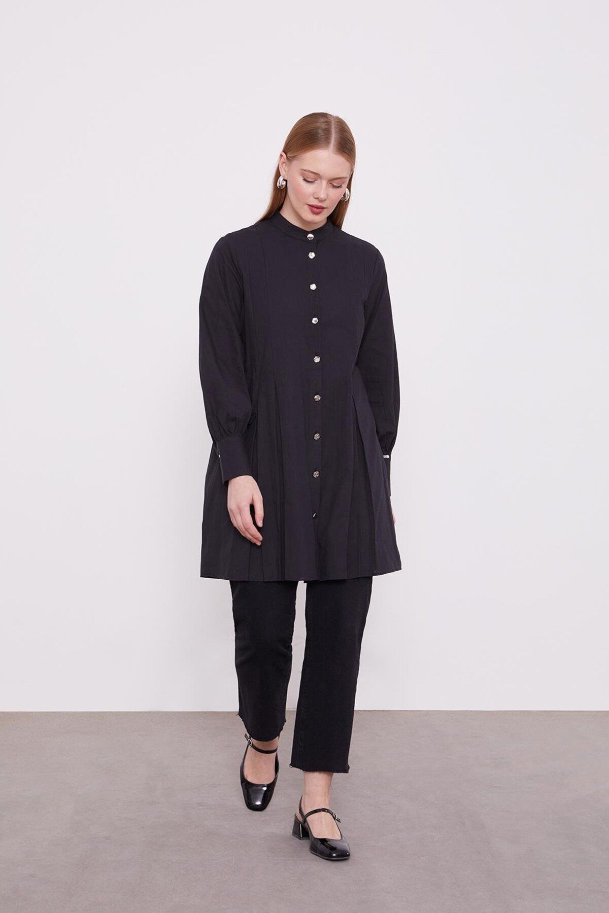 Levidor-Black Pleated Melange Shirt 3