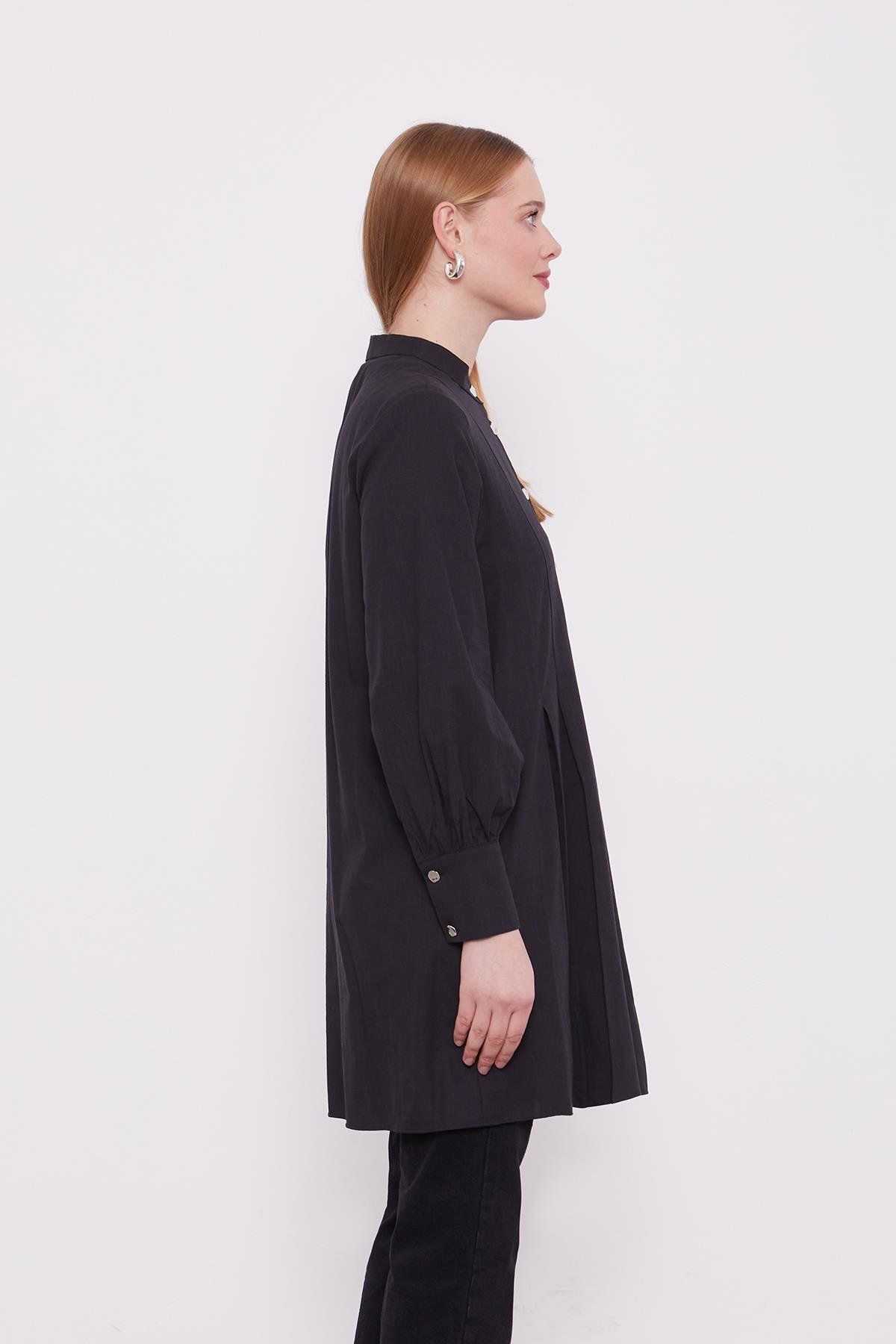 Levidor-Black Pleated Melange Shirt 6