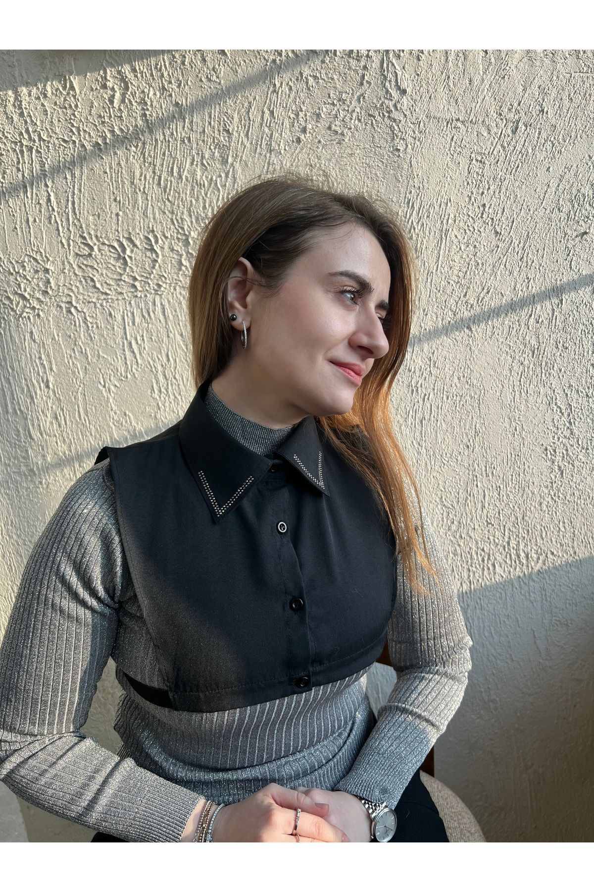 mirach-Majeste Series Special Boxed Single Row Stylish Shirt Collar with Stone Detail |   Elegant and Modern Design 4