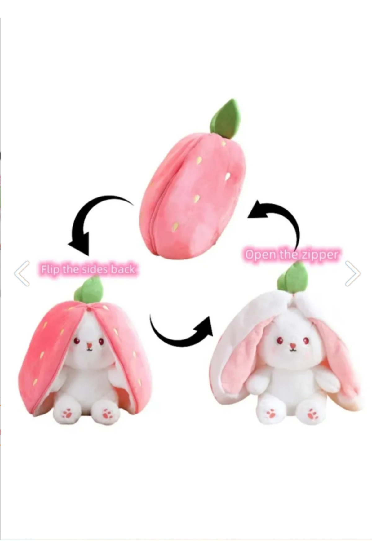 Funlas Sevgiliye Özel Hediyelik Çilek Tavşan Peluş Oyuncak 50 Cm