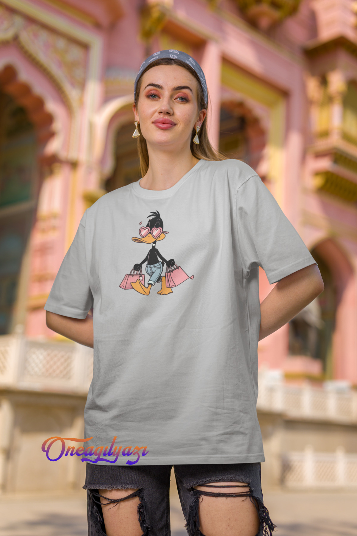 yombaa Cute Duck Printed Oversize T-Shirt