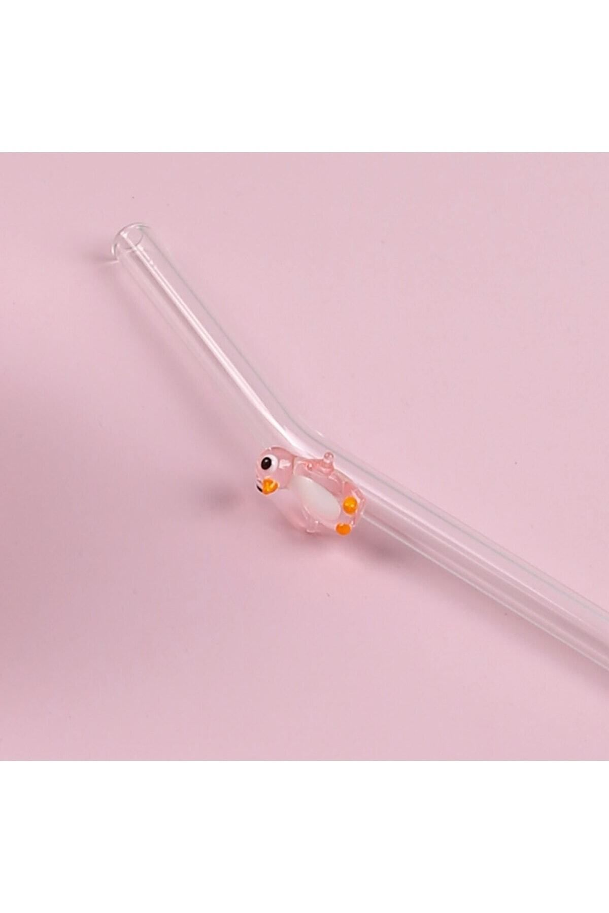 ADAMODART-Set of 6 Glass Straws with Colorful Penguin Figures 3