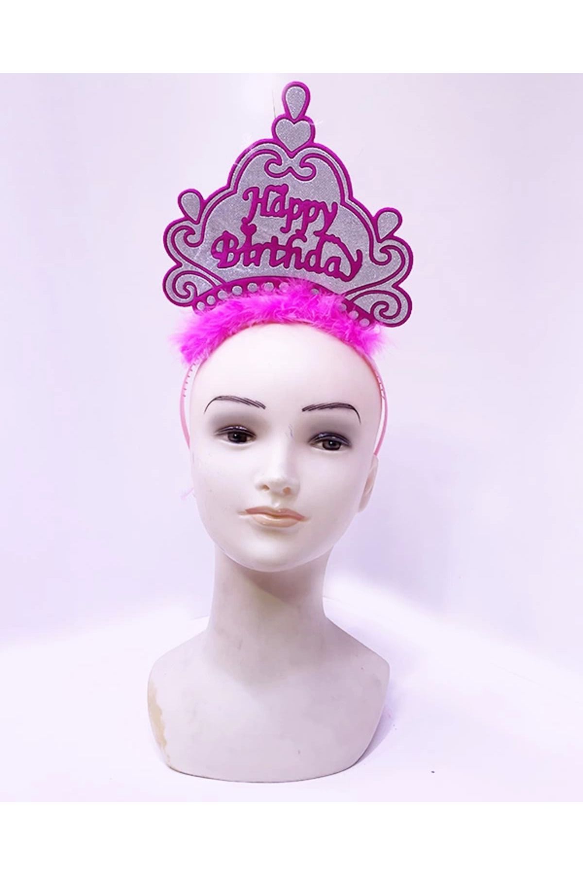 KAMELYA DESİGN Happy Birthday Neon Pembe Renk Doğum Günü Tacı 24x15 Cm