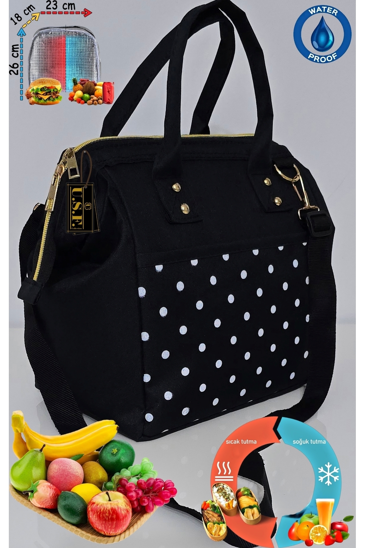 USF Anne Bebek Askılı Taşıma Çantası Isı yalıtımlı Termal Termoslu Yemek, Mama, Beslenme, Gıda Çantası fotoğrafı 5 (önizleme)