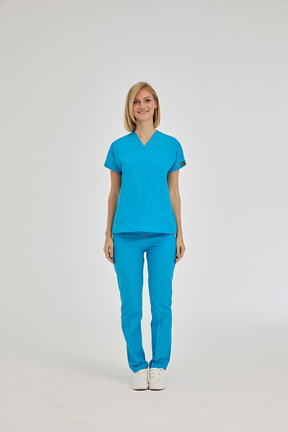 ÇİZGİ MEDİKAL-بدلة جراحية من Dr Greys Terikoton Turquoise Doctor Nurse Jersey، قماش رفيع (أسفل الأعلى) 2