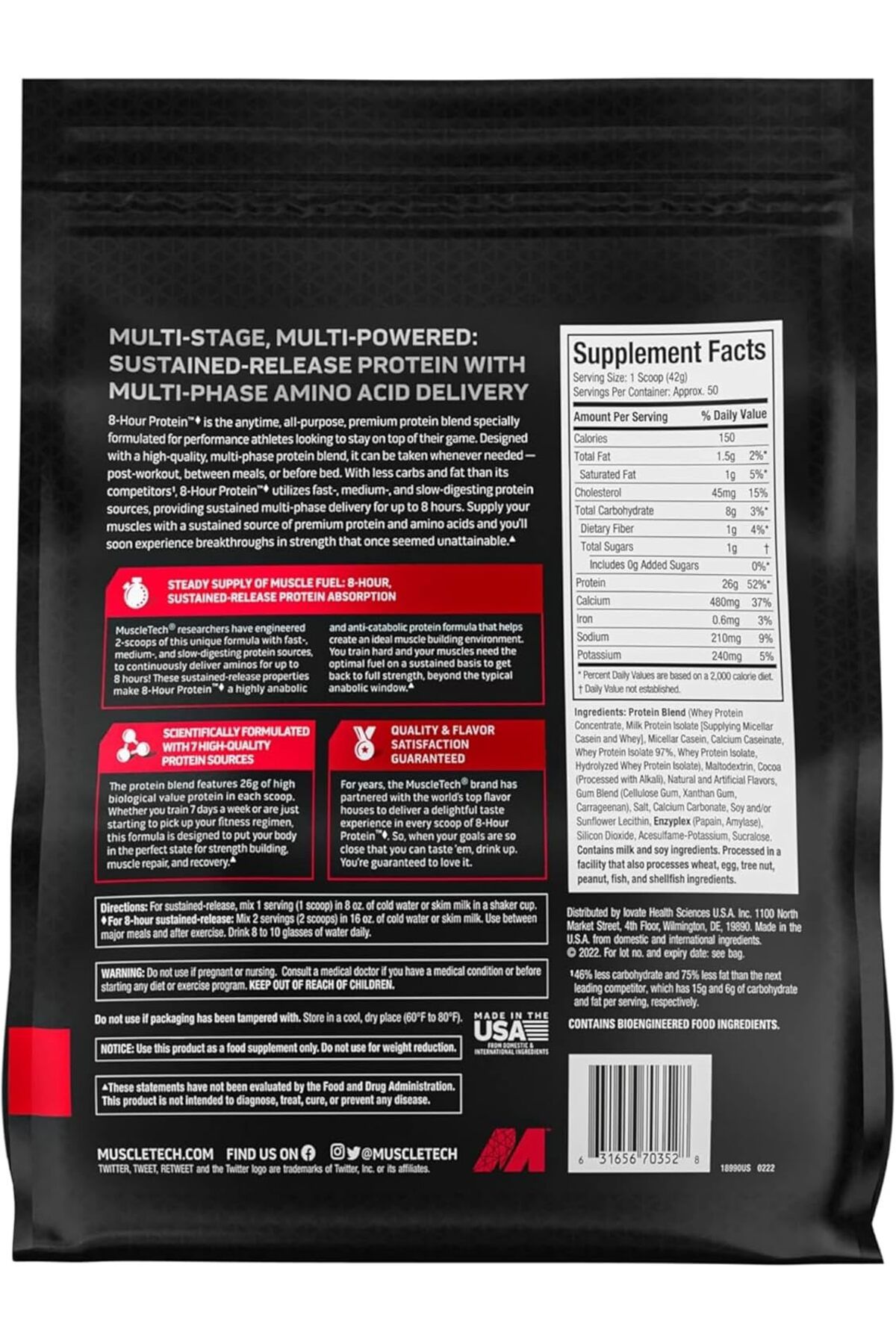 MUSCLETECH-Platinum 8-hour Sustained-release Protein, Milk Chocolate Flavor 4.60 Lbs 2