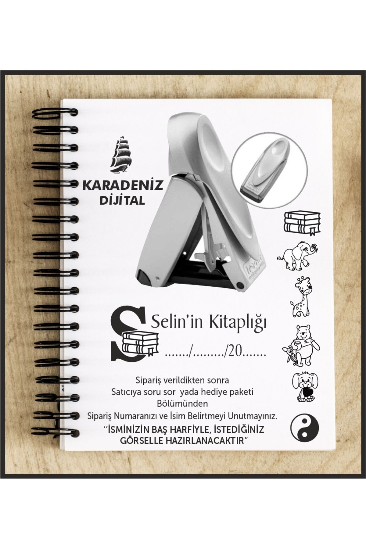 KARADENİZ DİJİTAL KİTAP KAŞESİ + KÜTÜPHANE KAŞESİ ve KİŞİYE ÖZEL KAŞE 9411 33