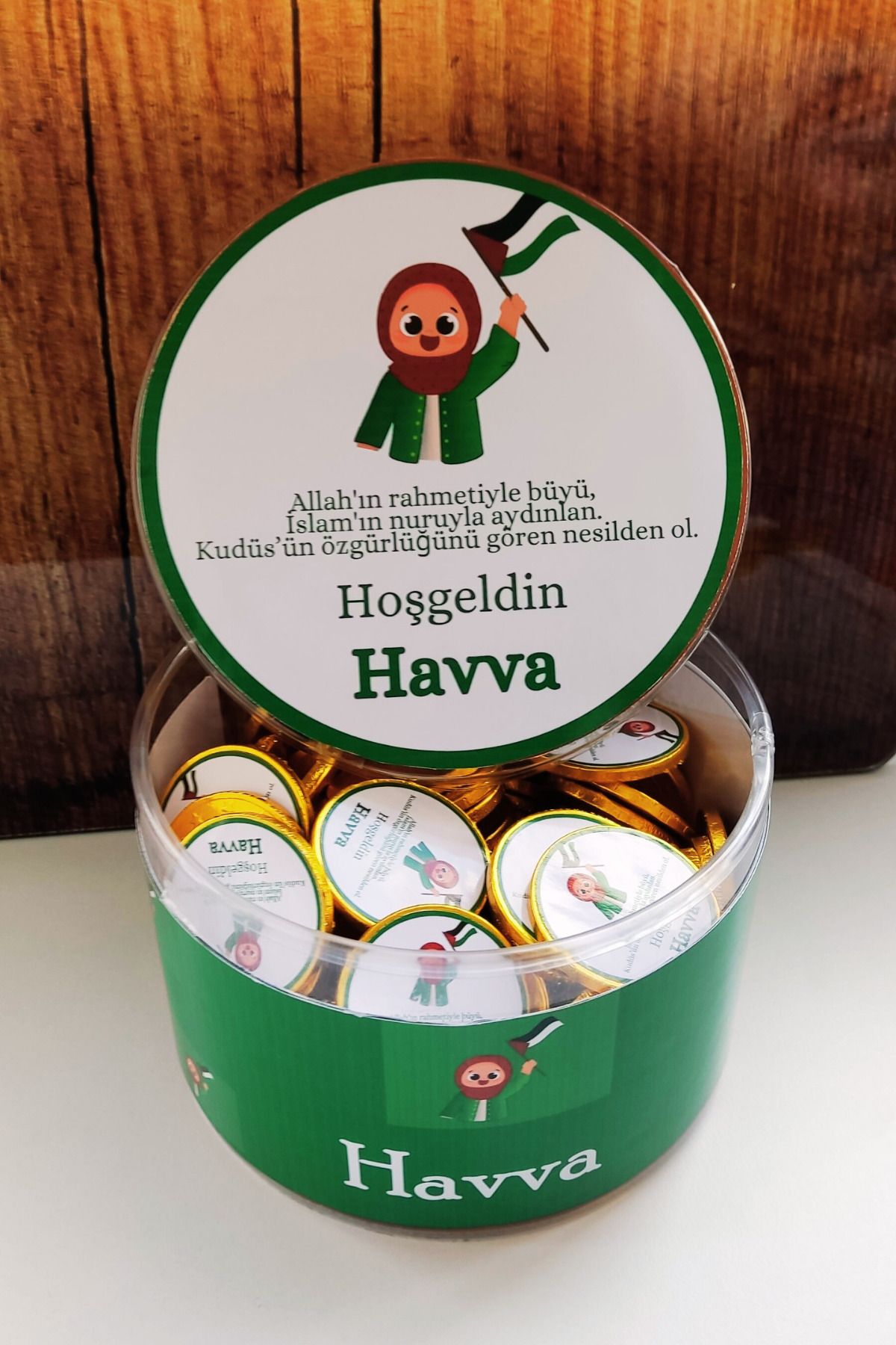 afyoresel 50 Adet Kız Bebek Sütlü Kokolin Çikolatası Filistin Temalı