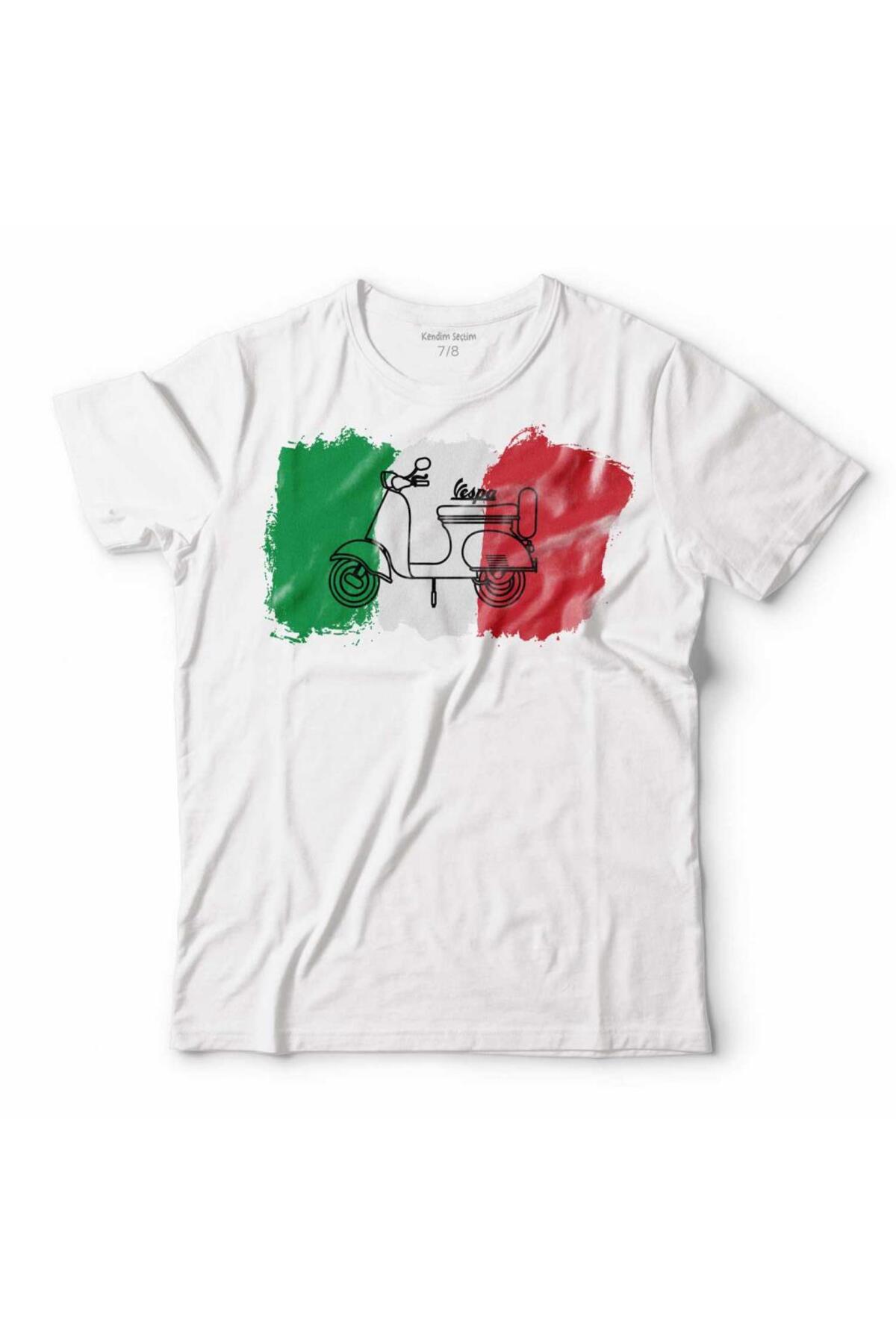 Italian Flag Italy Flag Vespa Scooter Kids T-Shirt