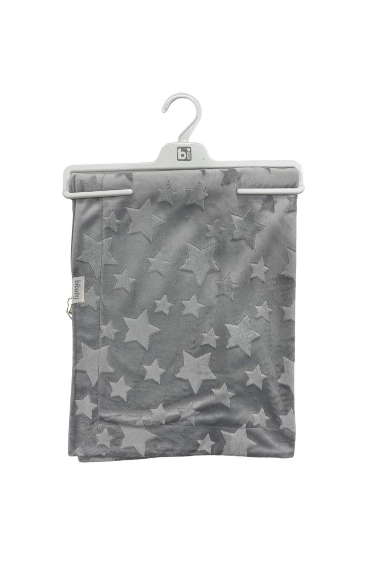 SYNOPE Çocuk Bibaby Jacquard Star 82x90 Battaniye 64726 Grey